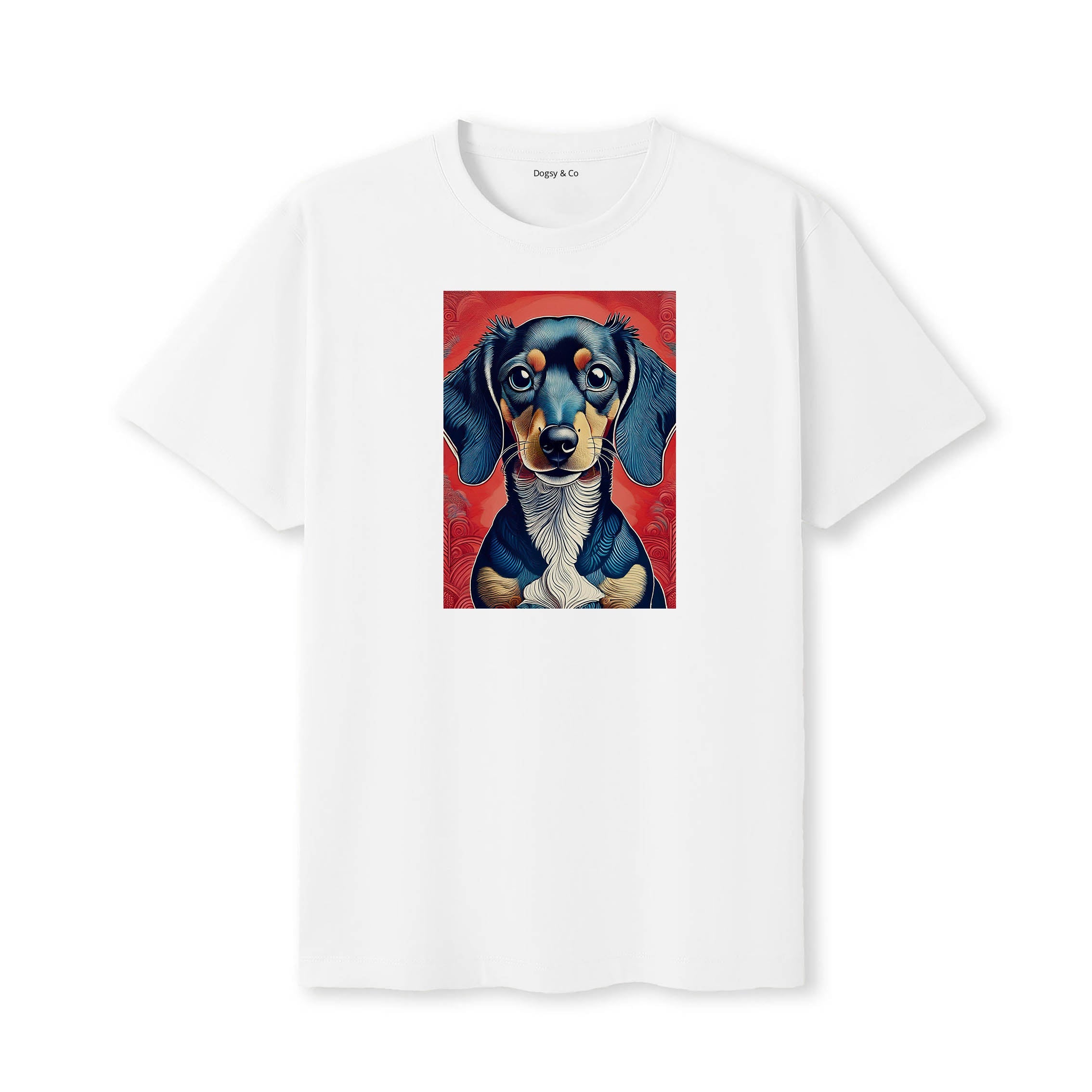 Dachshund Hokusai Dog Portrait T-Shirt V2 White