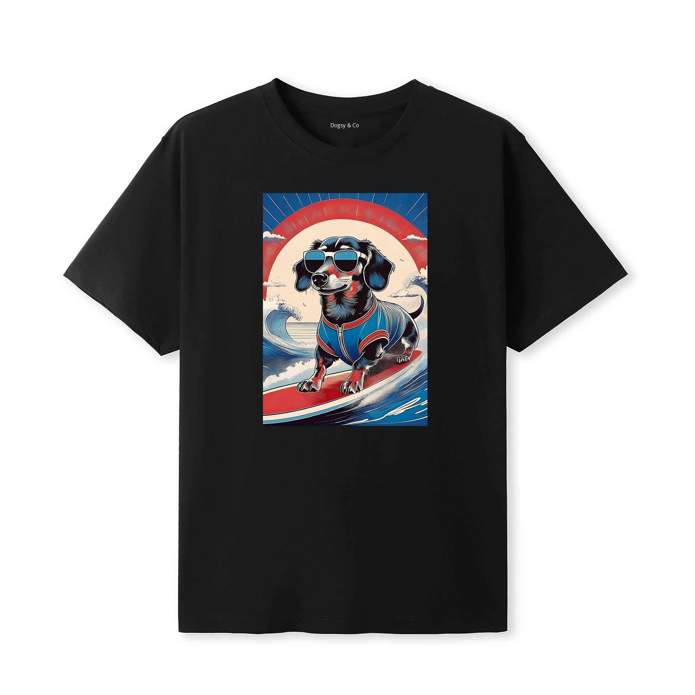 Dachshund 2 Surfer Hokusai Dogs T-Shirt Artwork