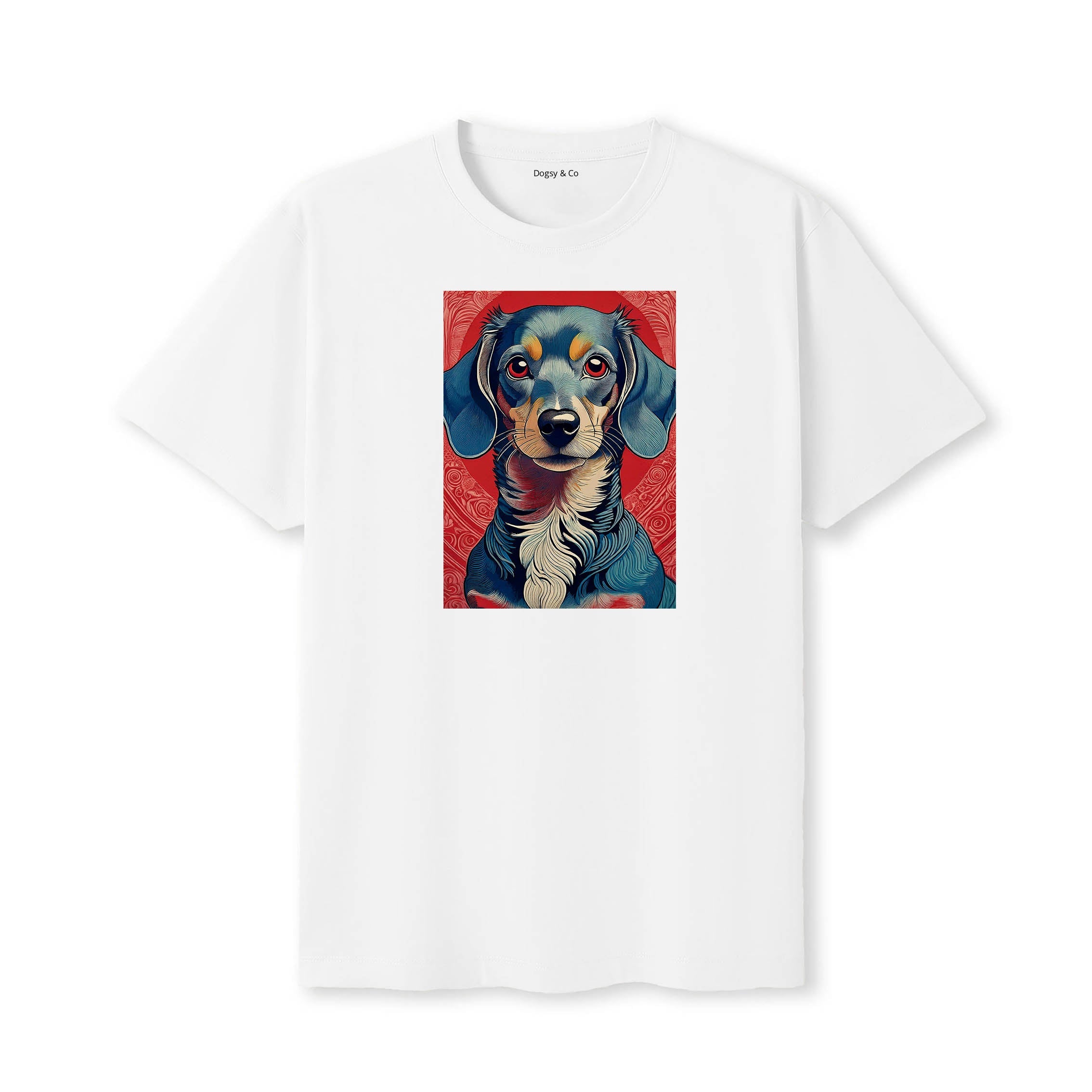 Dachshund Hokusai Dog Portrait T-Shirt White