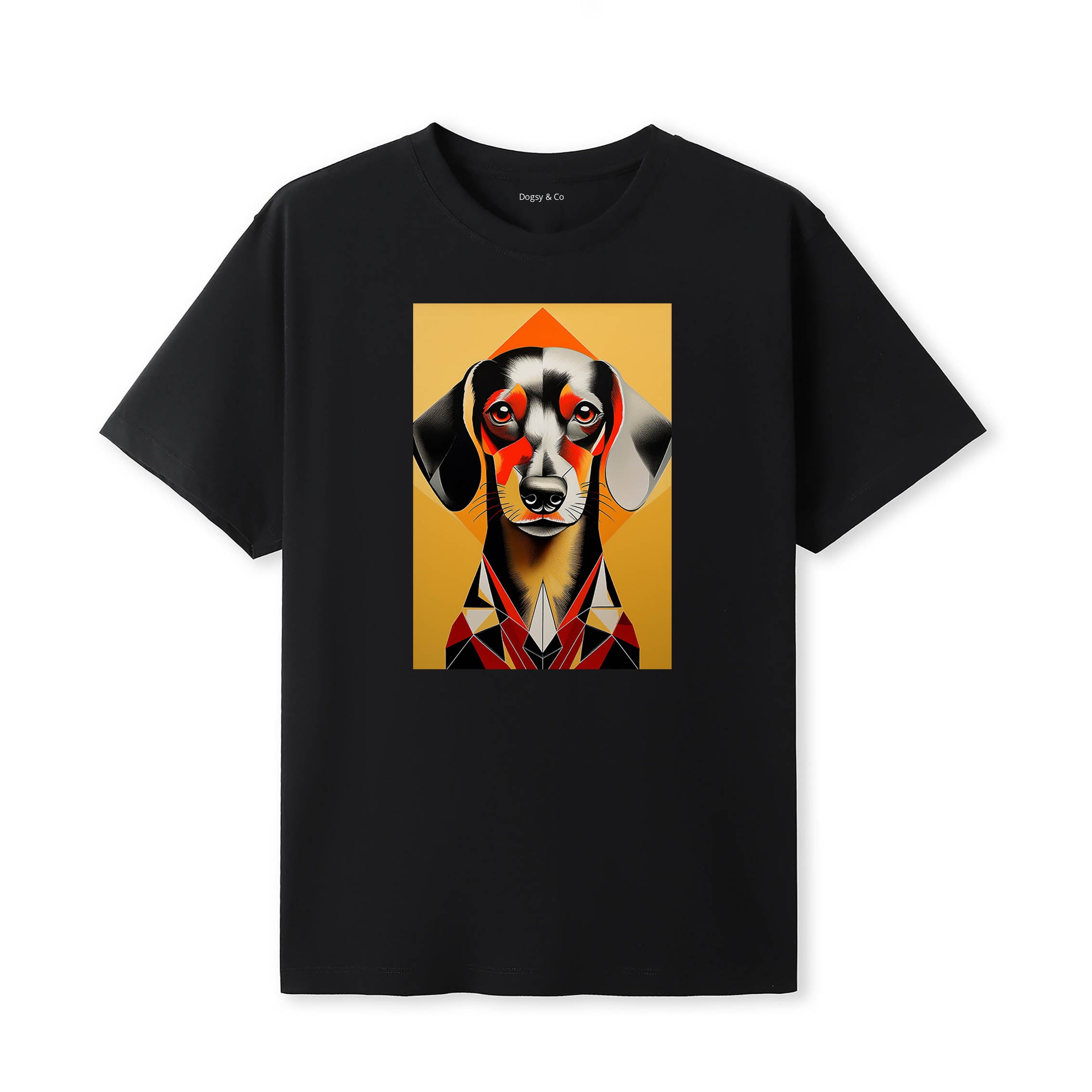 Dachshund Retro Geo Orange Dog T-Shirt | Dogsy & Co