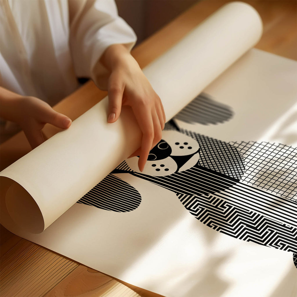 Dachshund Geometric Line Art Print - Framed Mockup