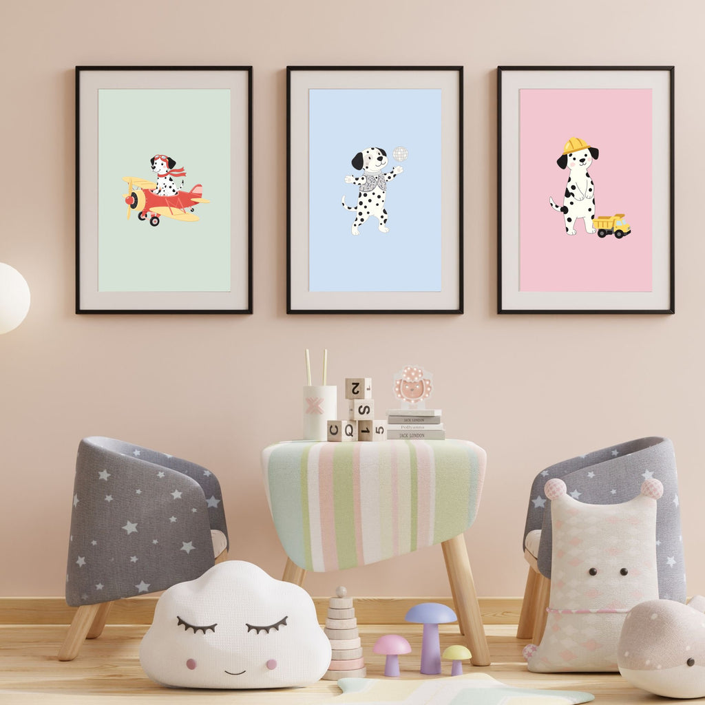 Dalmatian Kids Nursery Wall Art Print Bundle — 22 Dog Costume Designs, 5 Colours, 6 Print Sizes | Digital Download