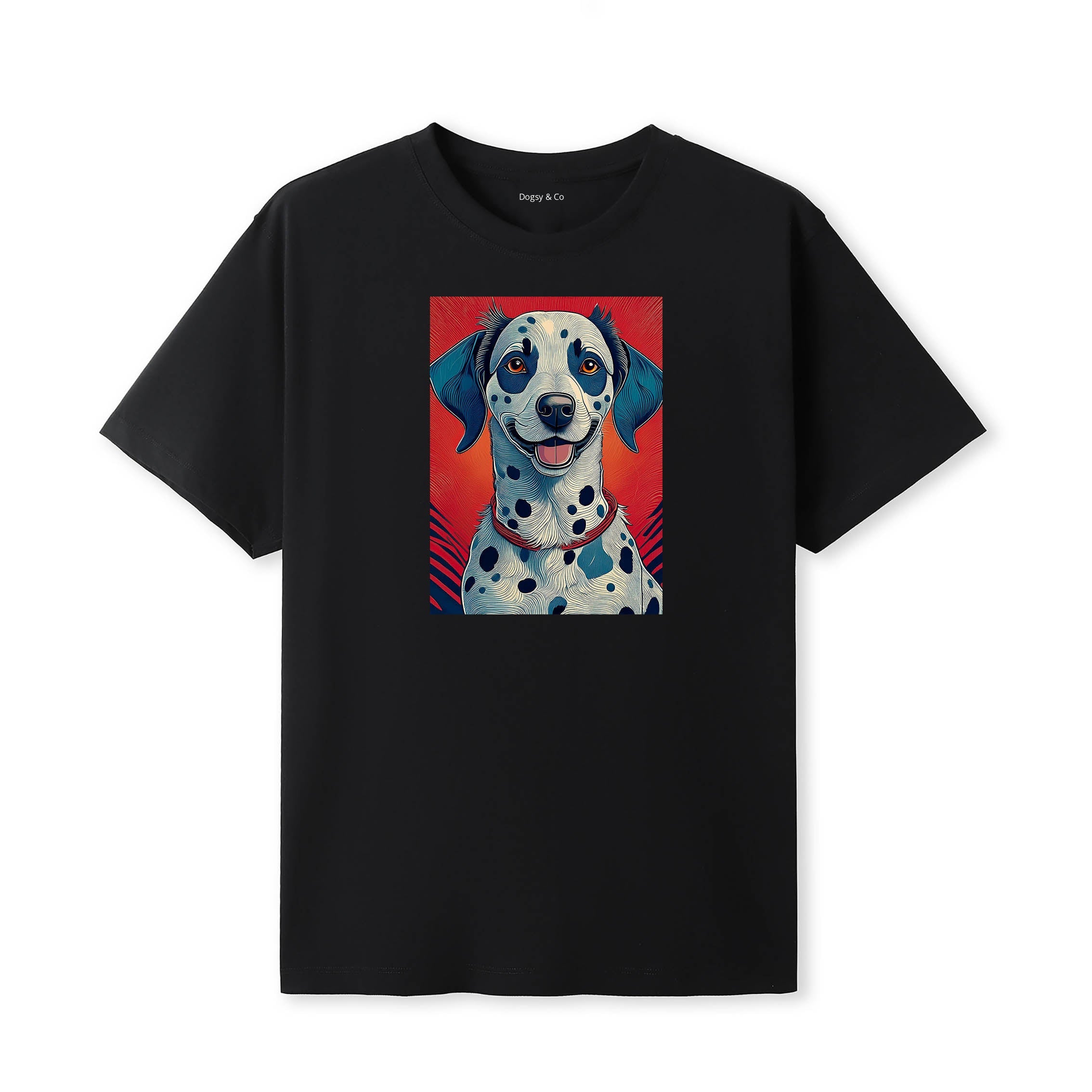 Dalmatian Hokusai Dog Portrait T-Shirt V1 Black