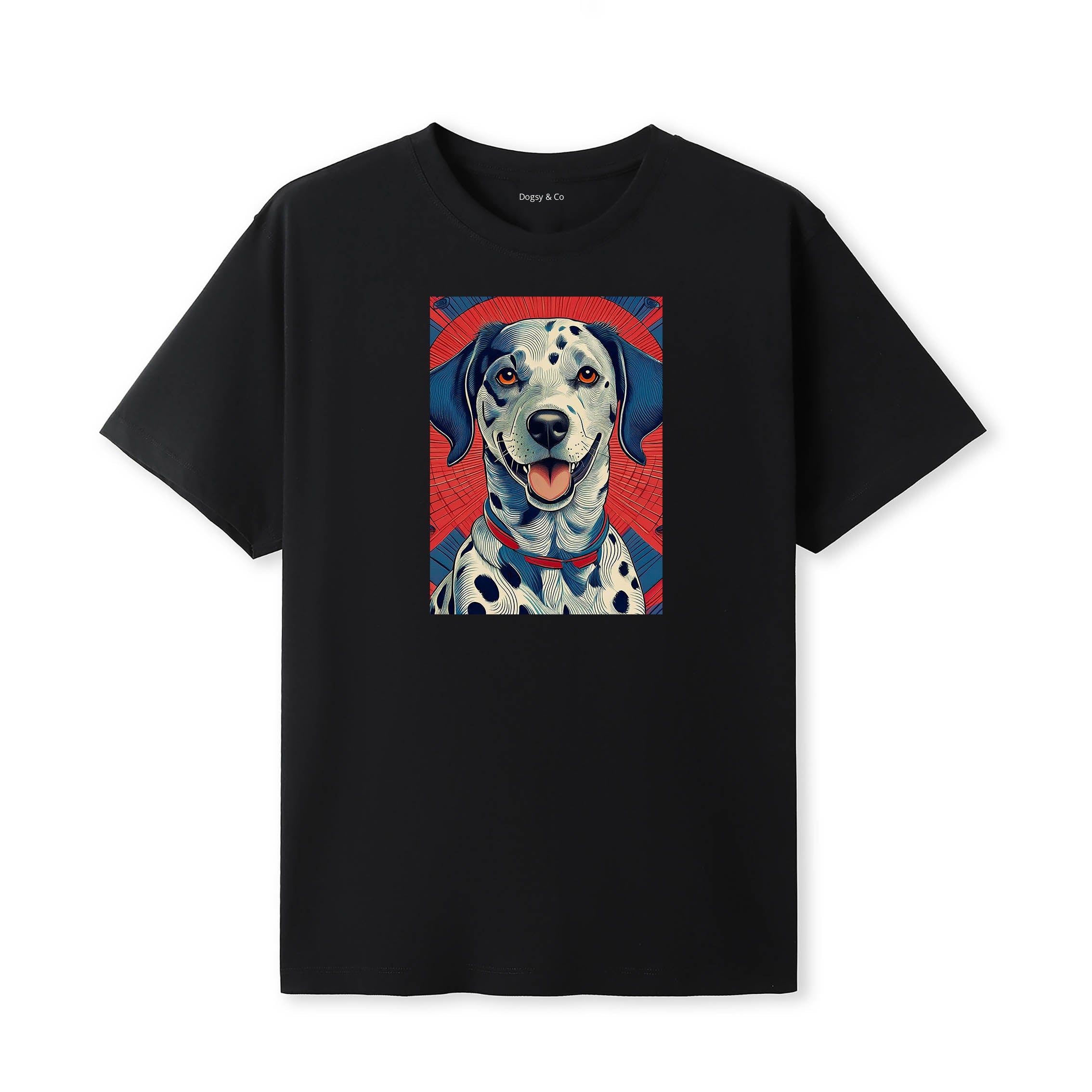 Dalmatian Hokusai Dog Portrait T-Shirt Black