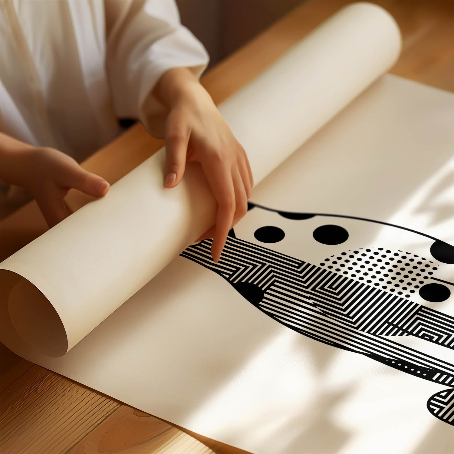 Dalmatian Geometric Line Art Print - Framed Mockup