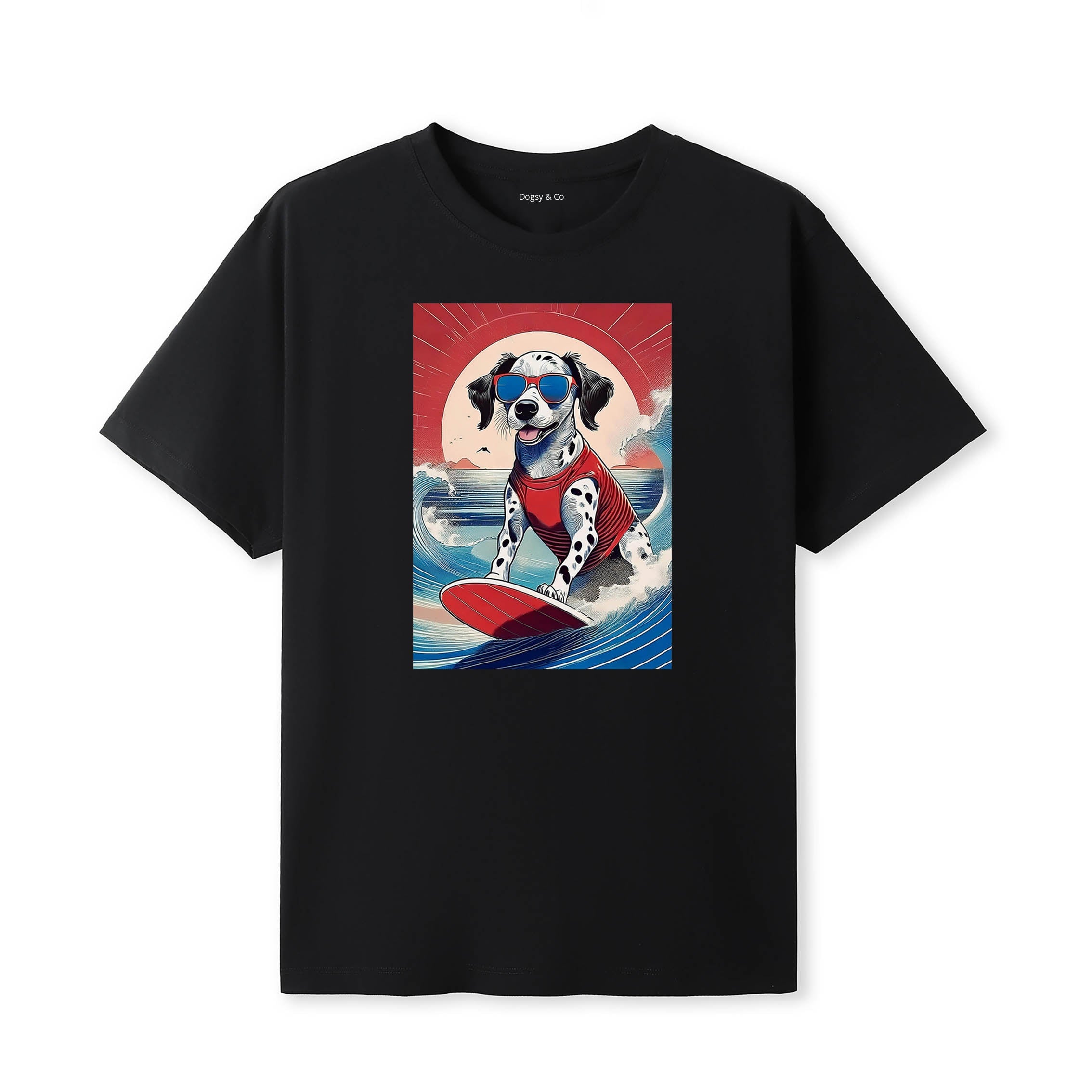 Dalmatian Surfer Hokusai Dogs T-Shirt Artwork