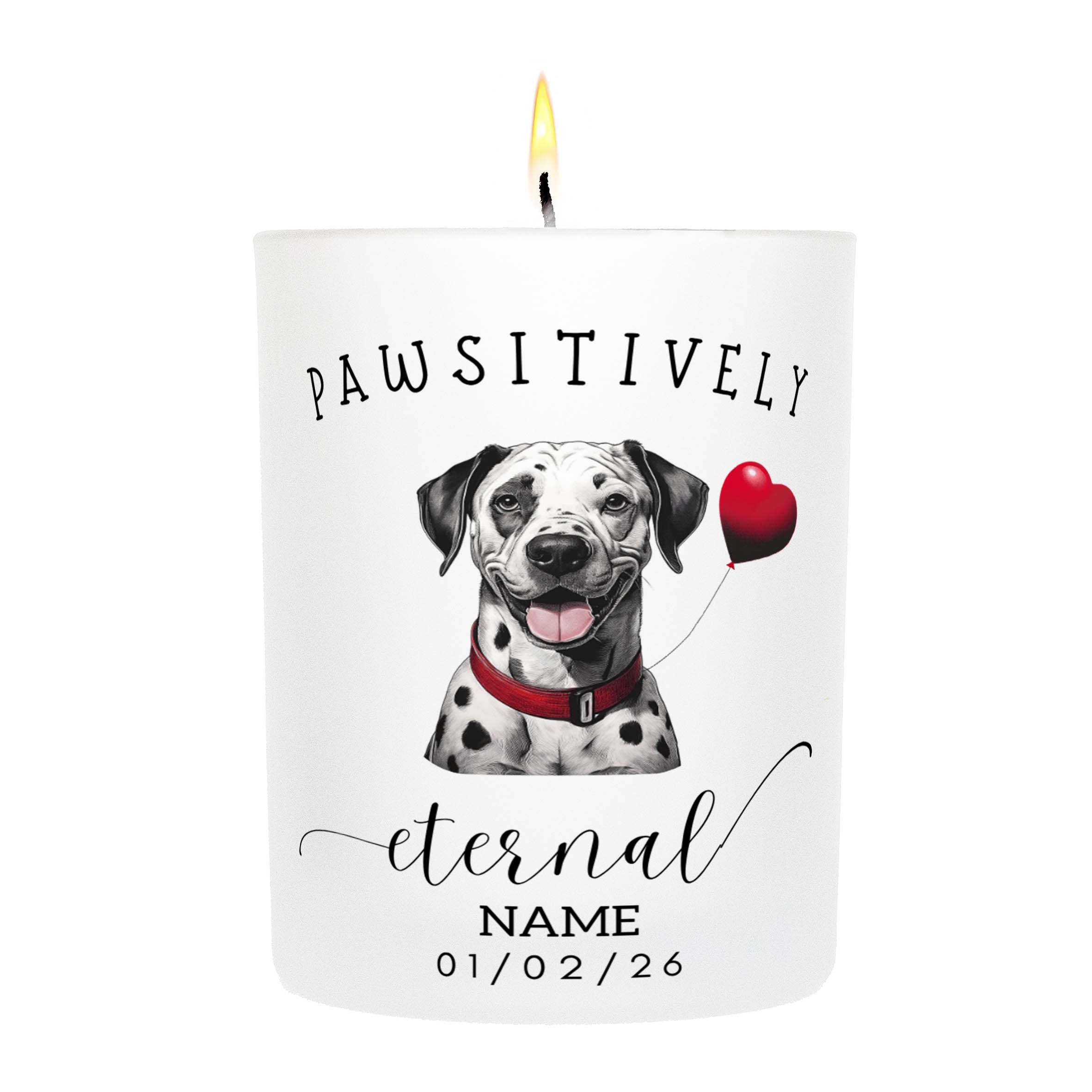 Dalmatian In Memory Custom Pawsitively Eternal Candle White