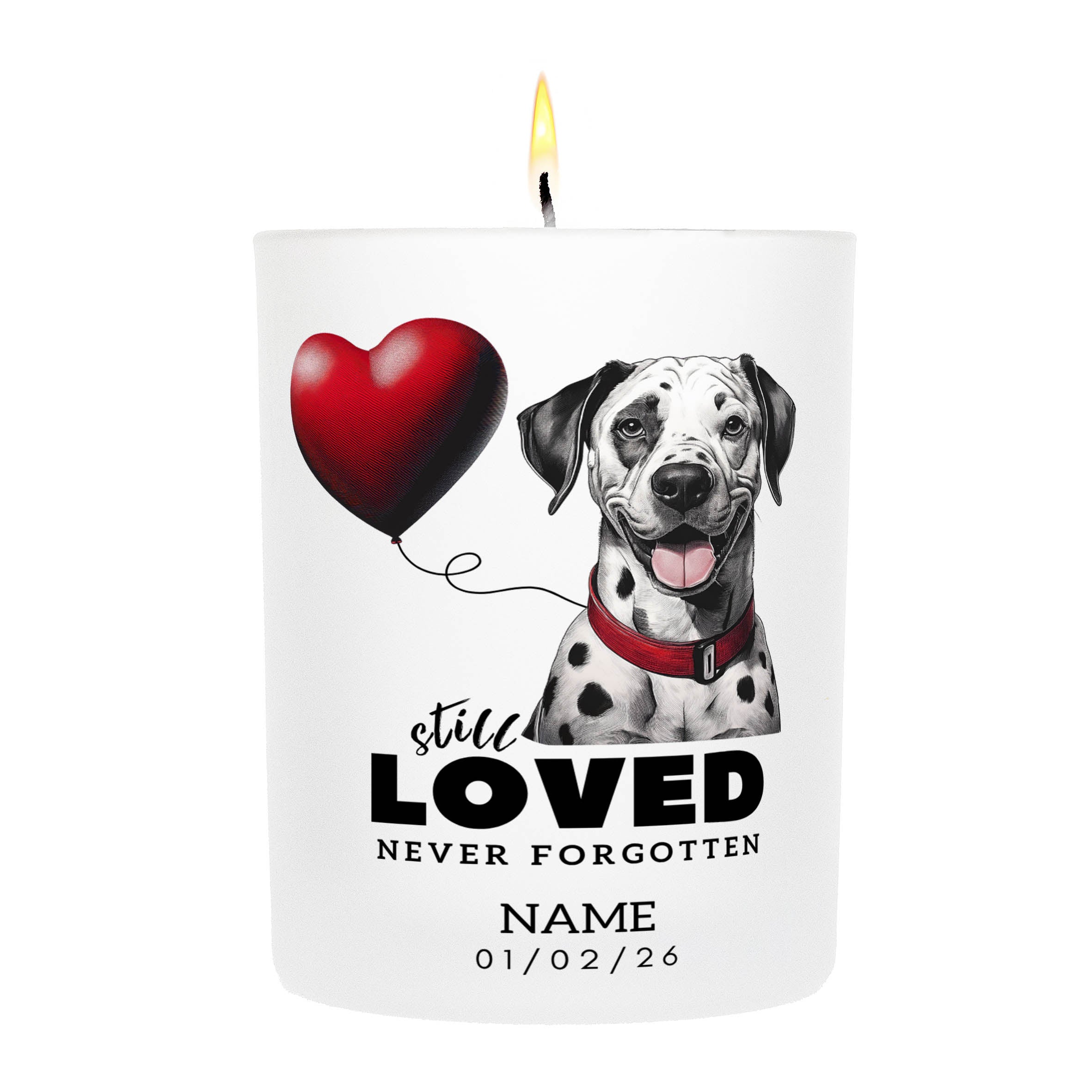 Dalmatian Still Loved Never Forgotten Custom Candle | Dogsy & Co