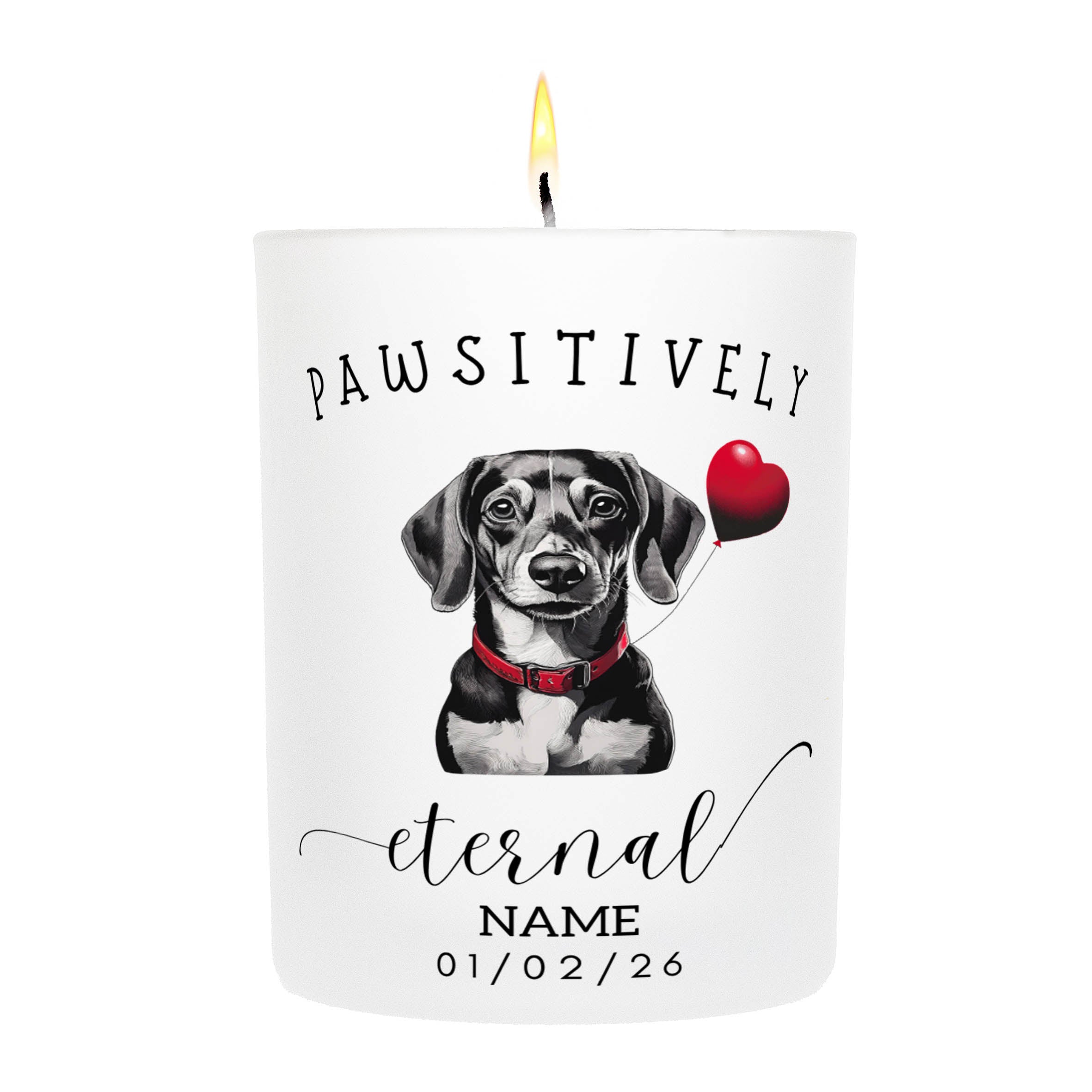 Dachshund In Memory Custom Pawsitively Eternal Candle White