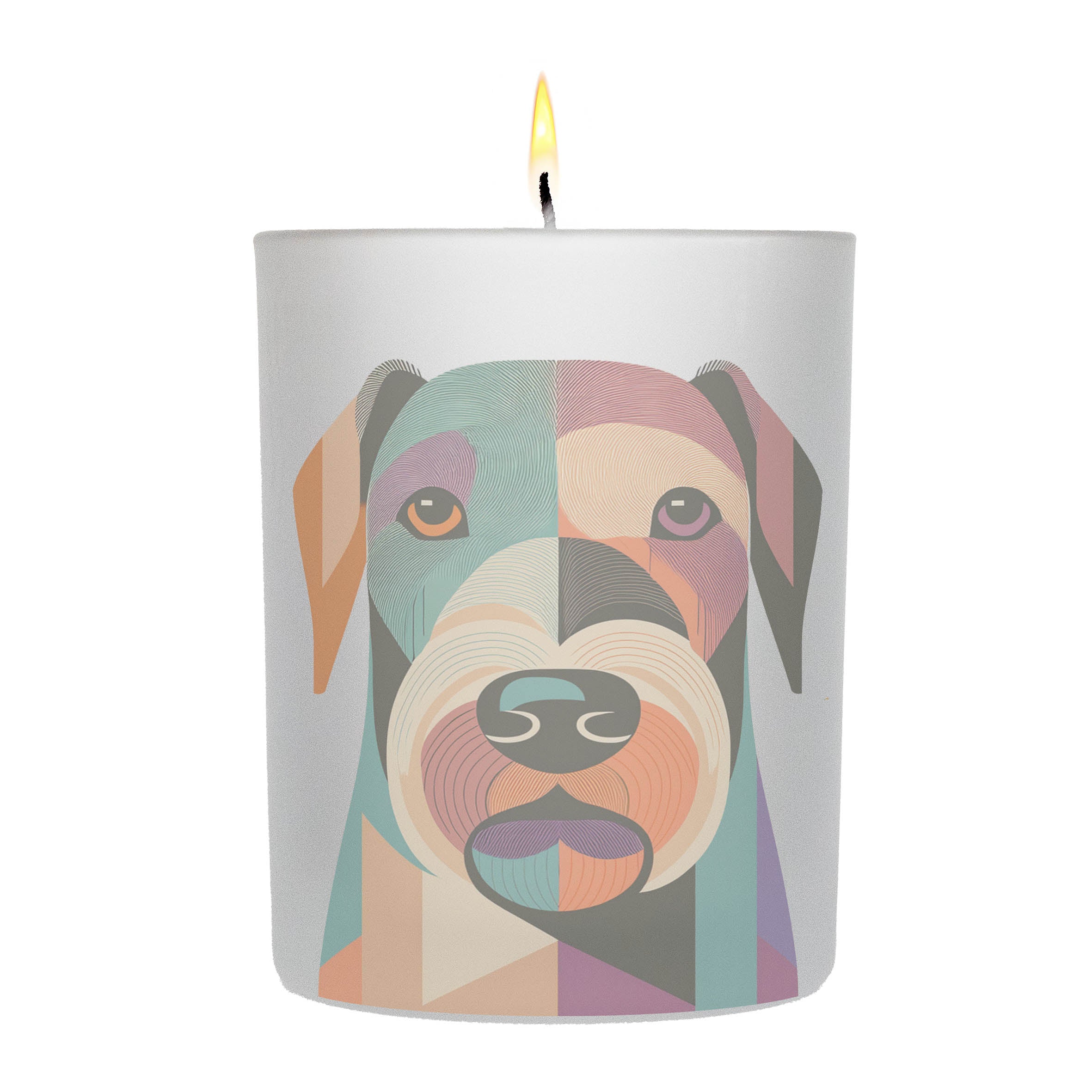 Deerhound Graphic Retro Chic Frosted Candle