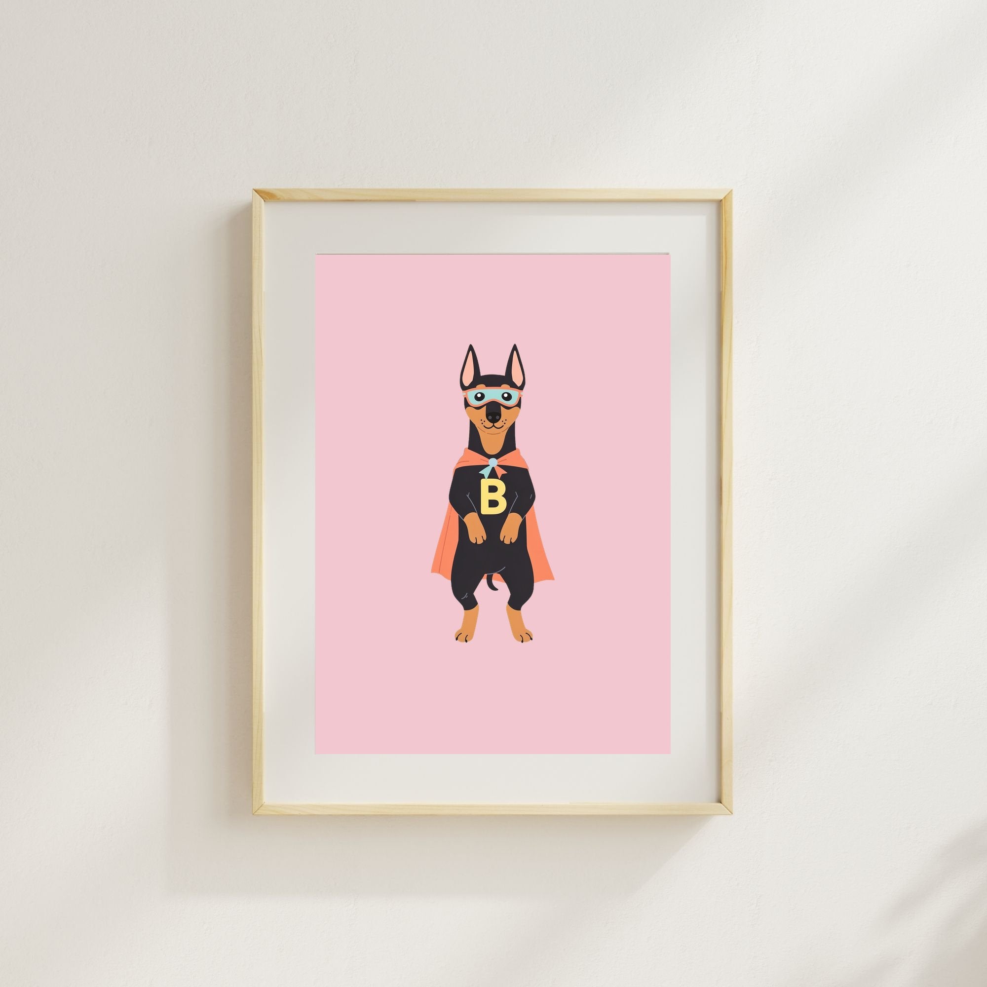 Doberman Kids Nursery Wall Art Print Bundle — 22 Dog Costume Designs, 5 Colours, 6 Print Sizes | Digital Download
