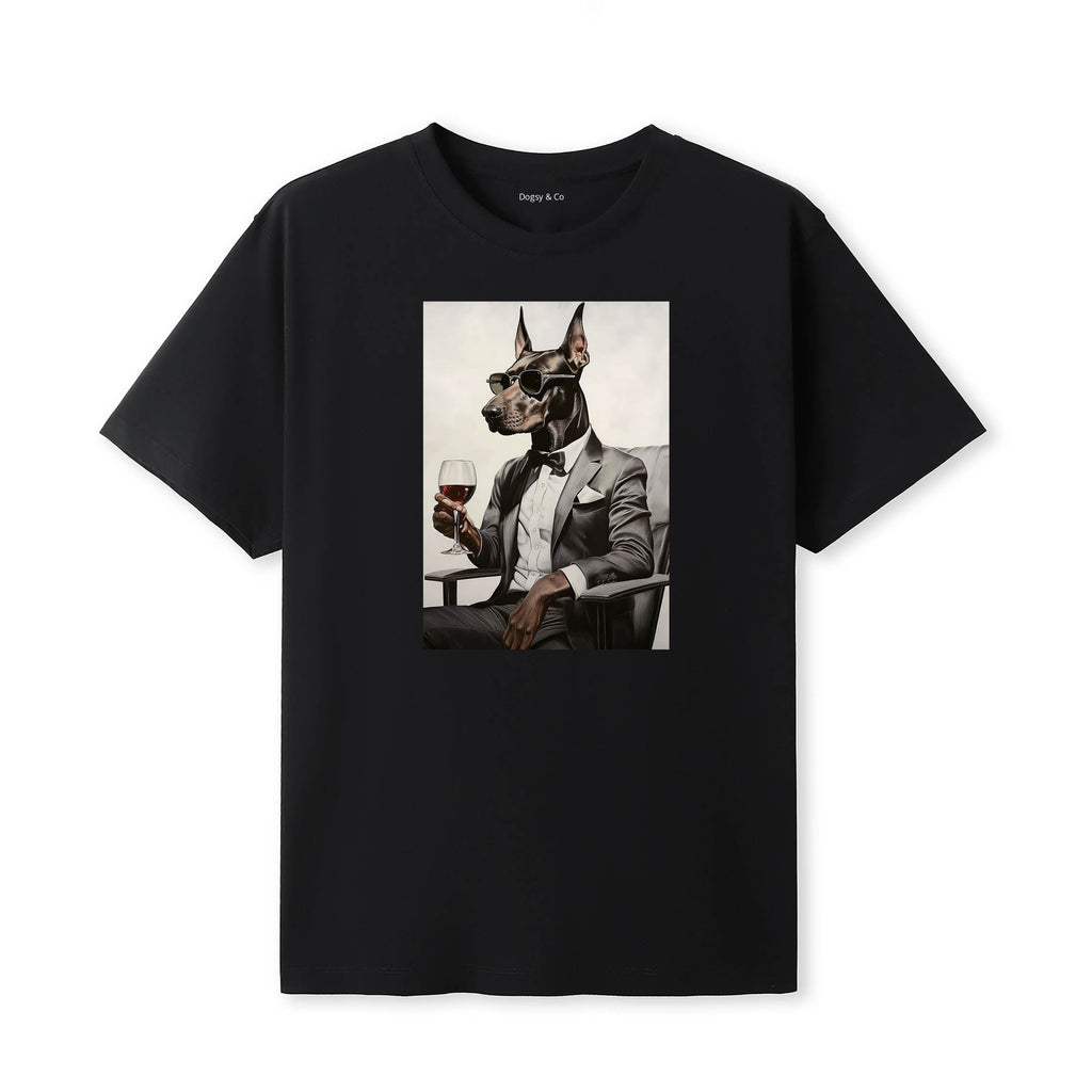 Doberman distinguished gentleman dog t-shirt - black