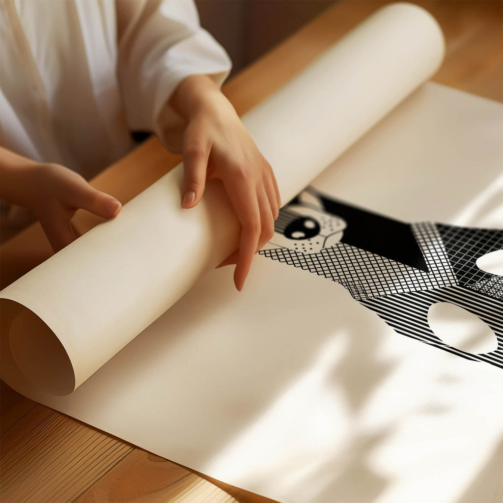 Doberman Geometric Line Art Print - Framed Mockup