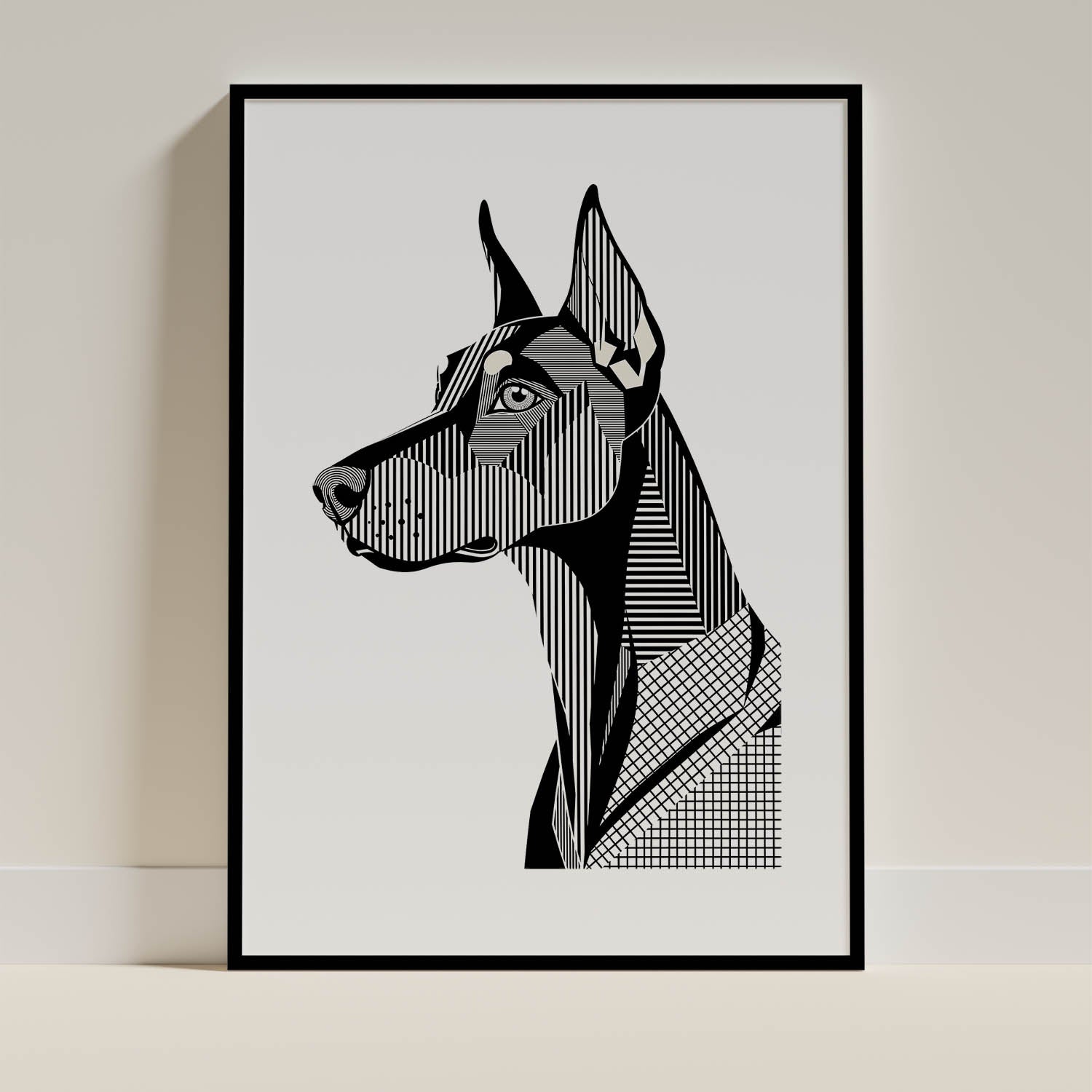 Doberman Geometric Line Art mockup