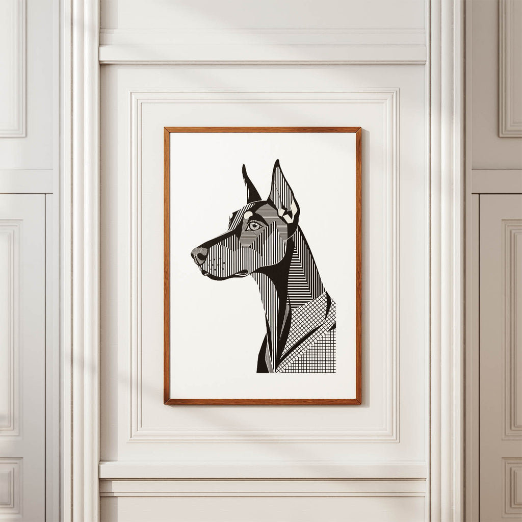 Doberman Geometric Line Art mockup