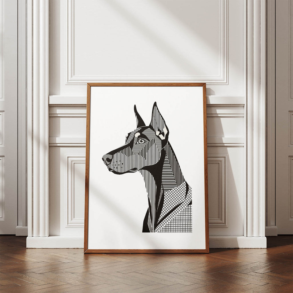 Doberman Geometric Line Art mockup