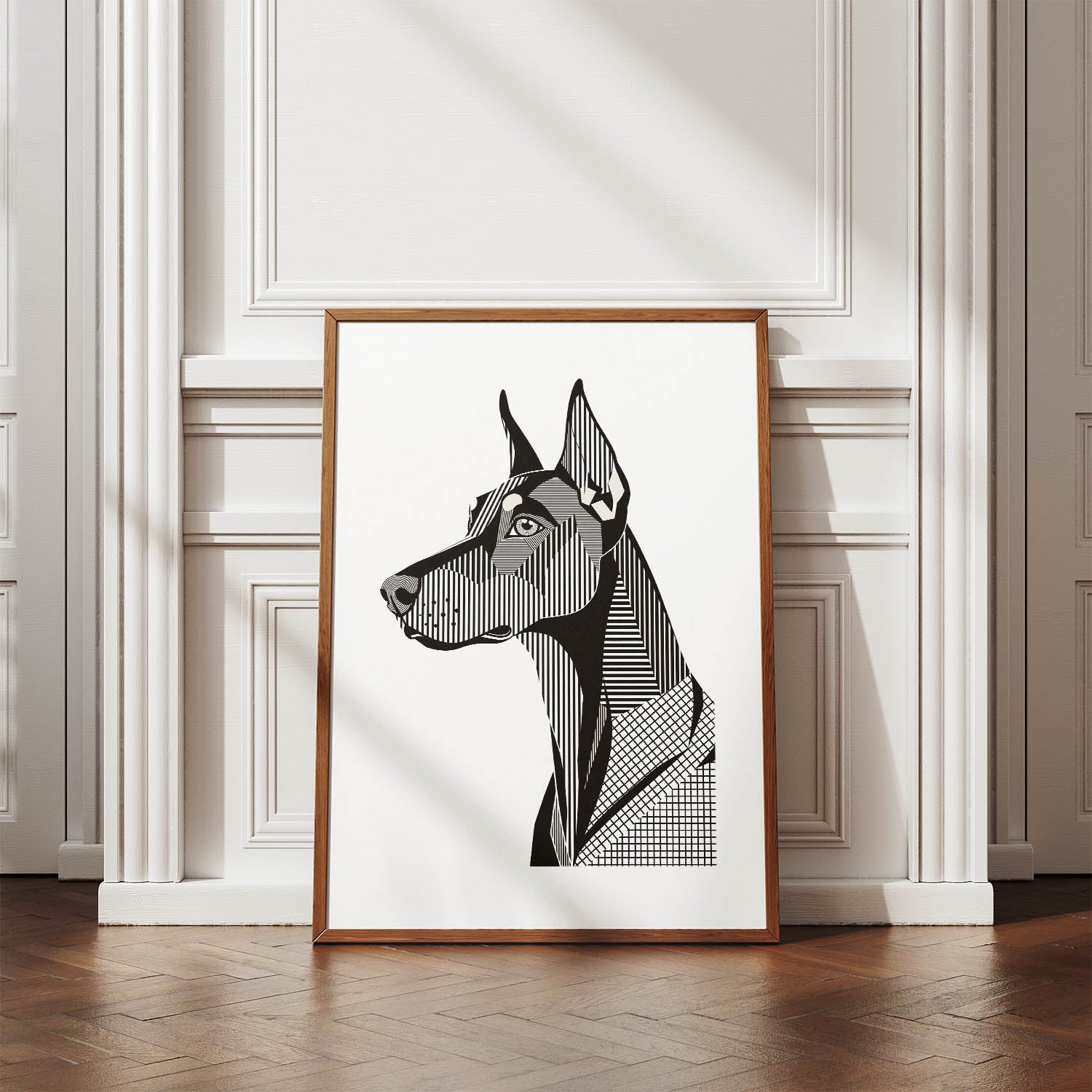 Doberman Geometric Line Art mockup