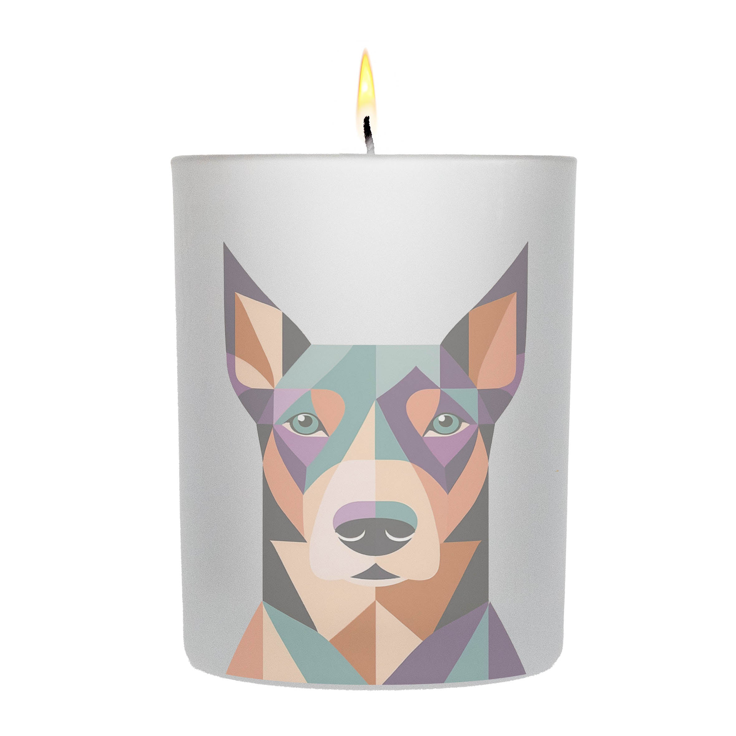 Dobermann Graphic Retro Chic Frosted Candle