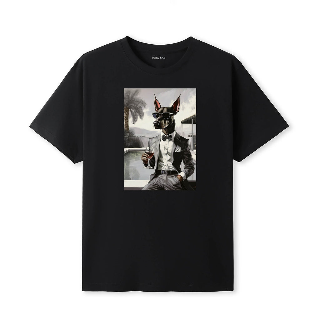 Doberman distinguished gentleman dog t-shirt - black