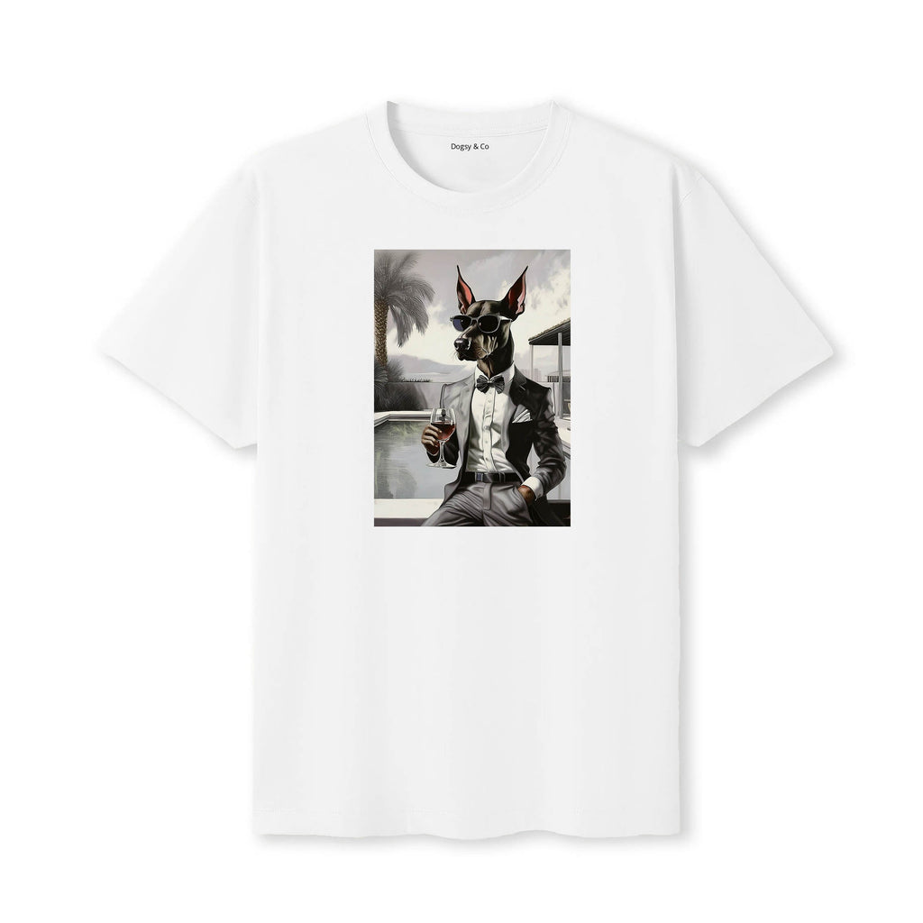 Doberman distinguished gentleman dog t-shirt - white