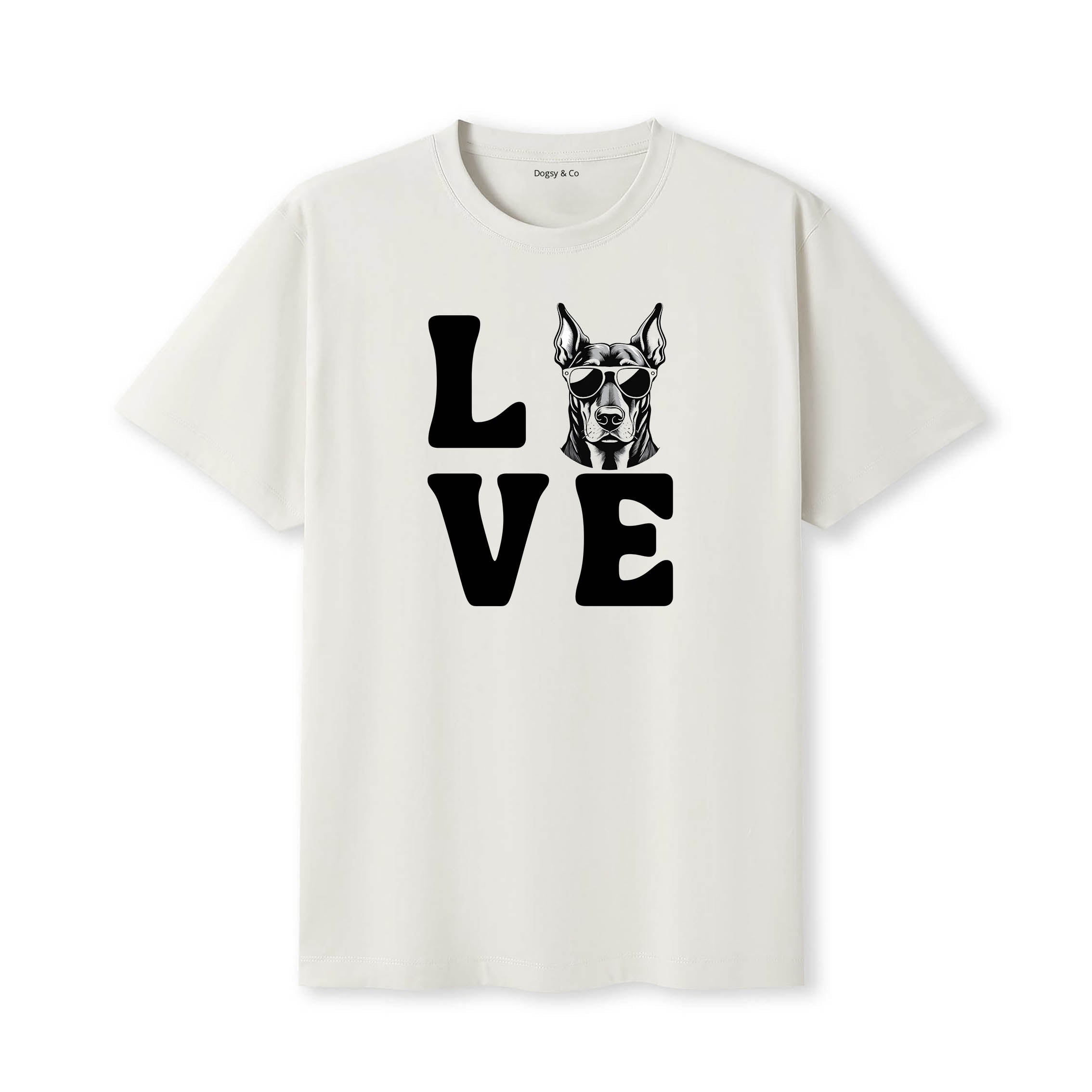 Doberman LOVE DOGS Tshirt - Natural