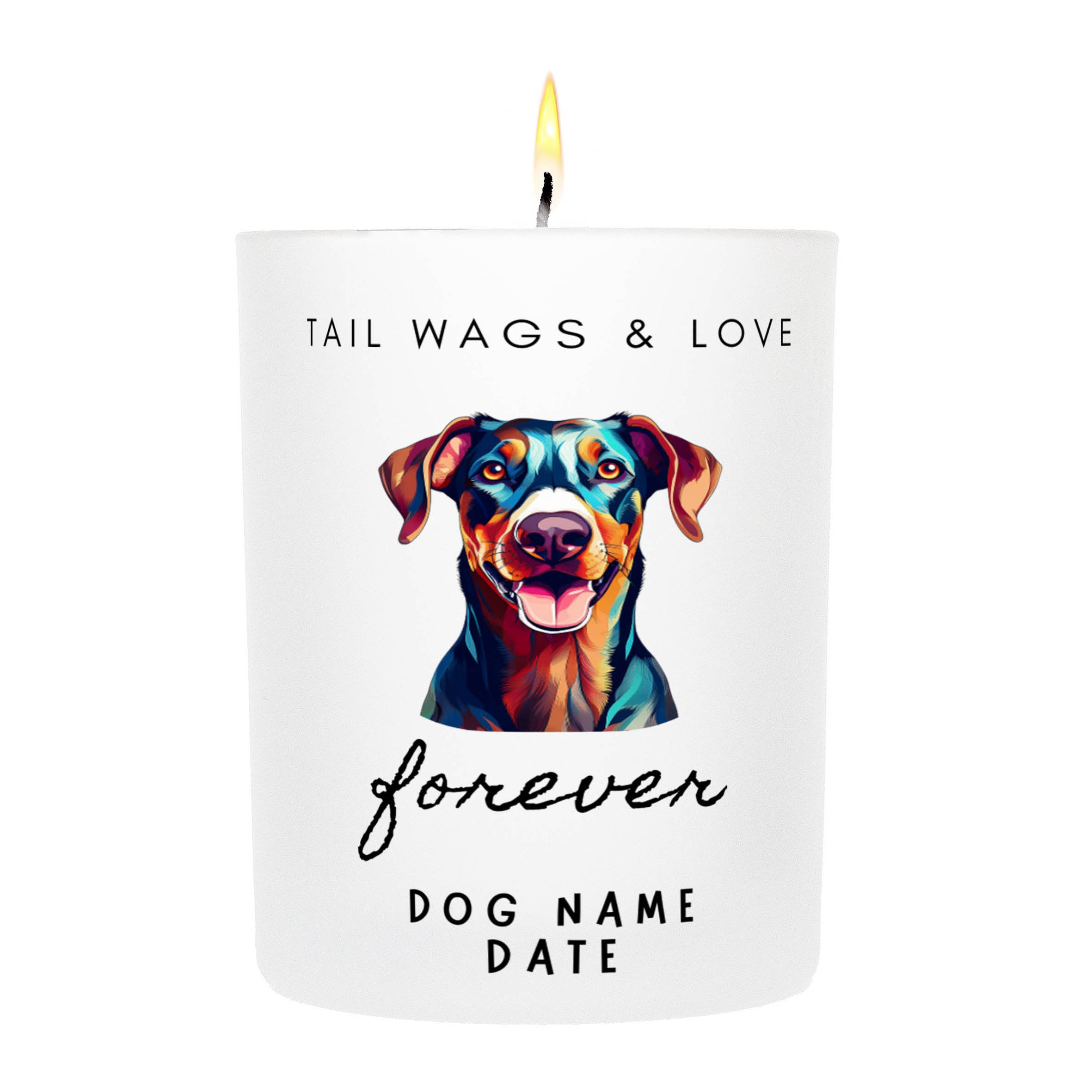DOBERMAN   Tail Wags & Love Custom Candle