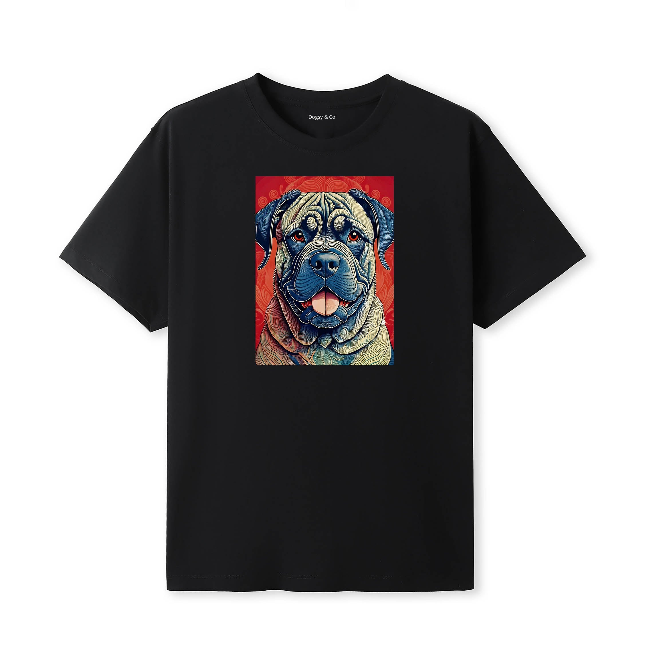Dogue De Bordeaux Hokusai Dog Portrait T-Shirt Black