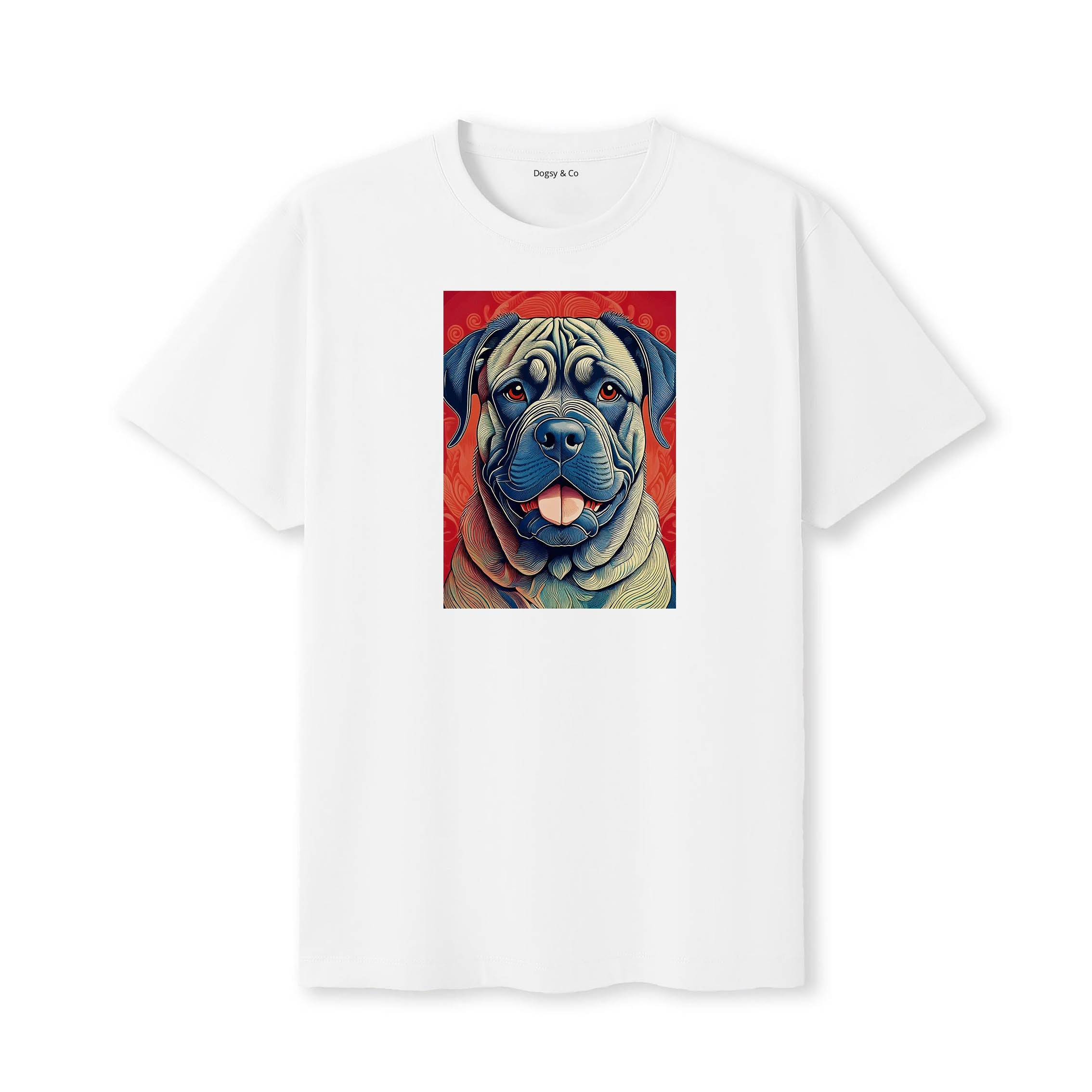 Dogue De Bordeaux Hokusai Dog Portrait T-Shirt White