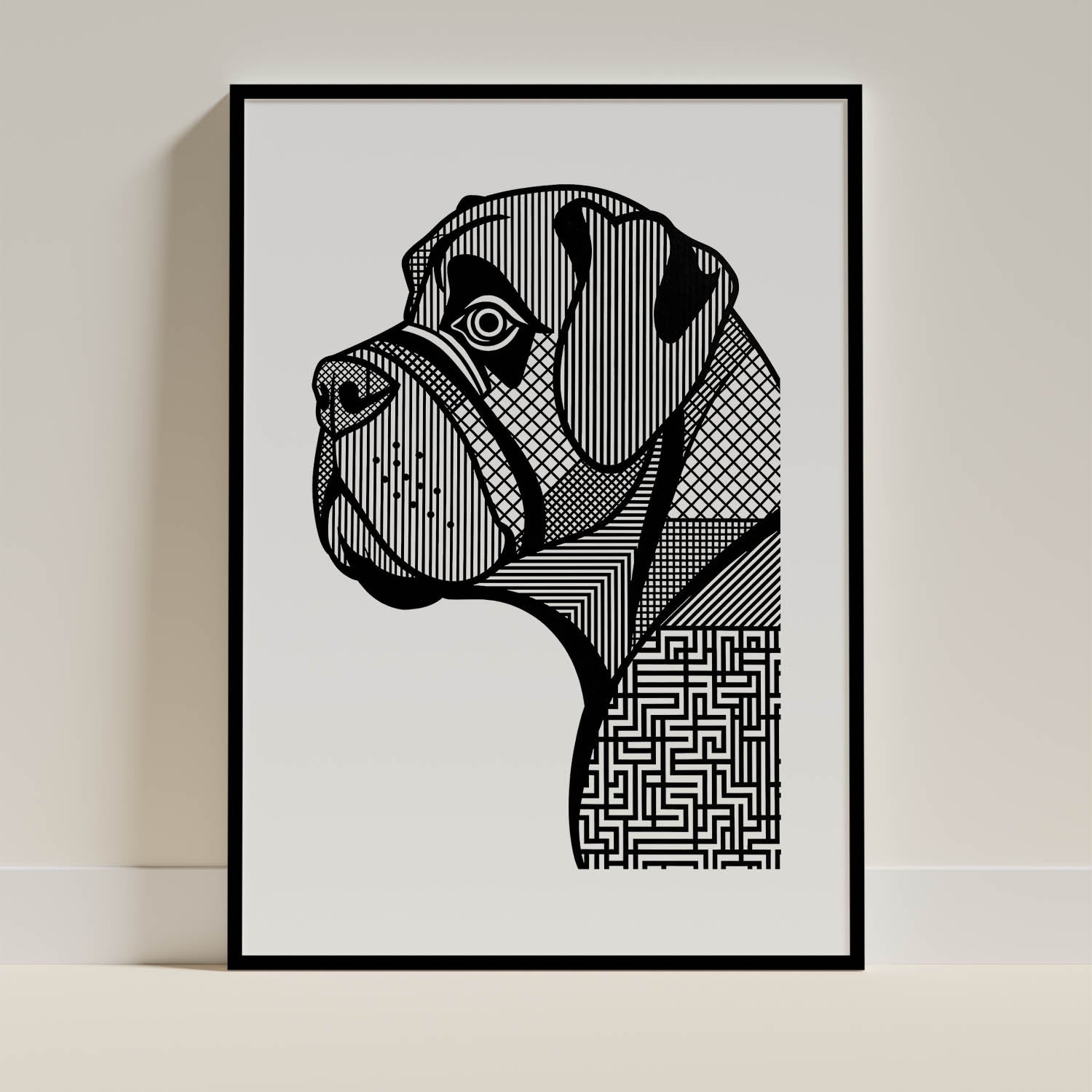 Dogue de Bordeaux Geometric Line Art mockup