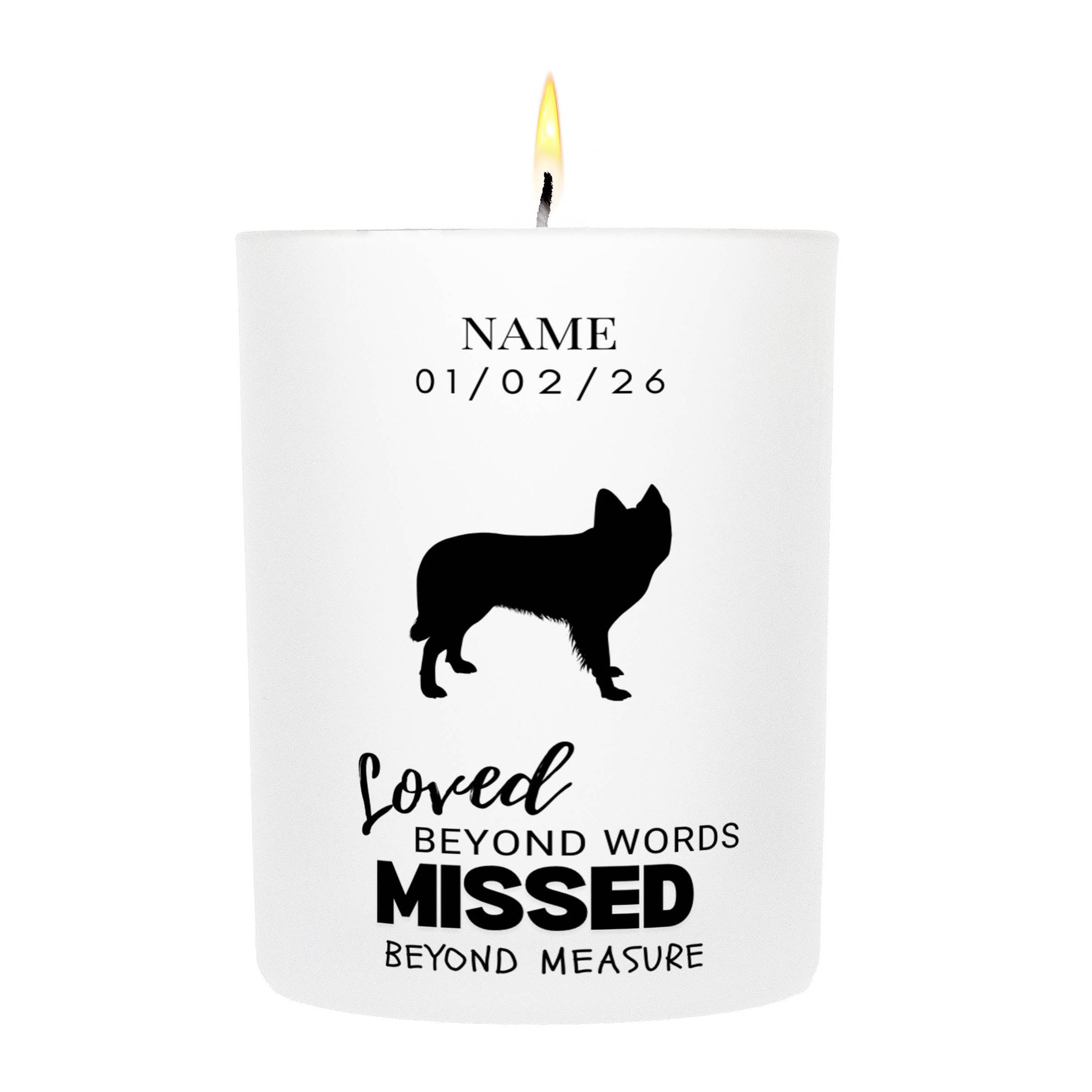 Dutch Shepherd – Loved Beyond Words, Missed Beyond Measure Custom Candle