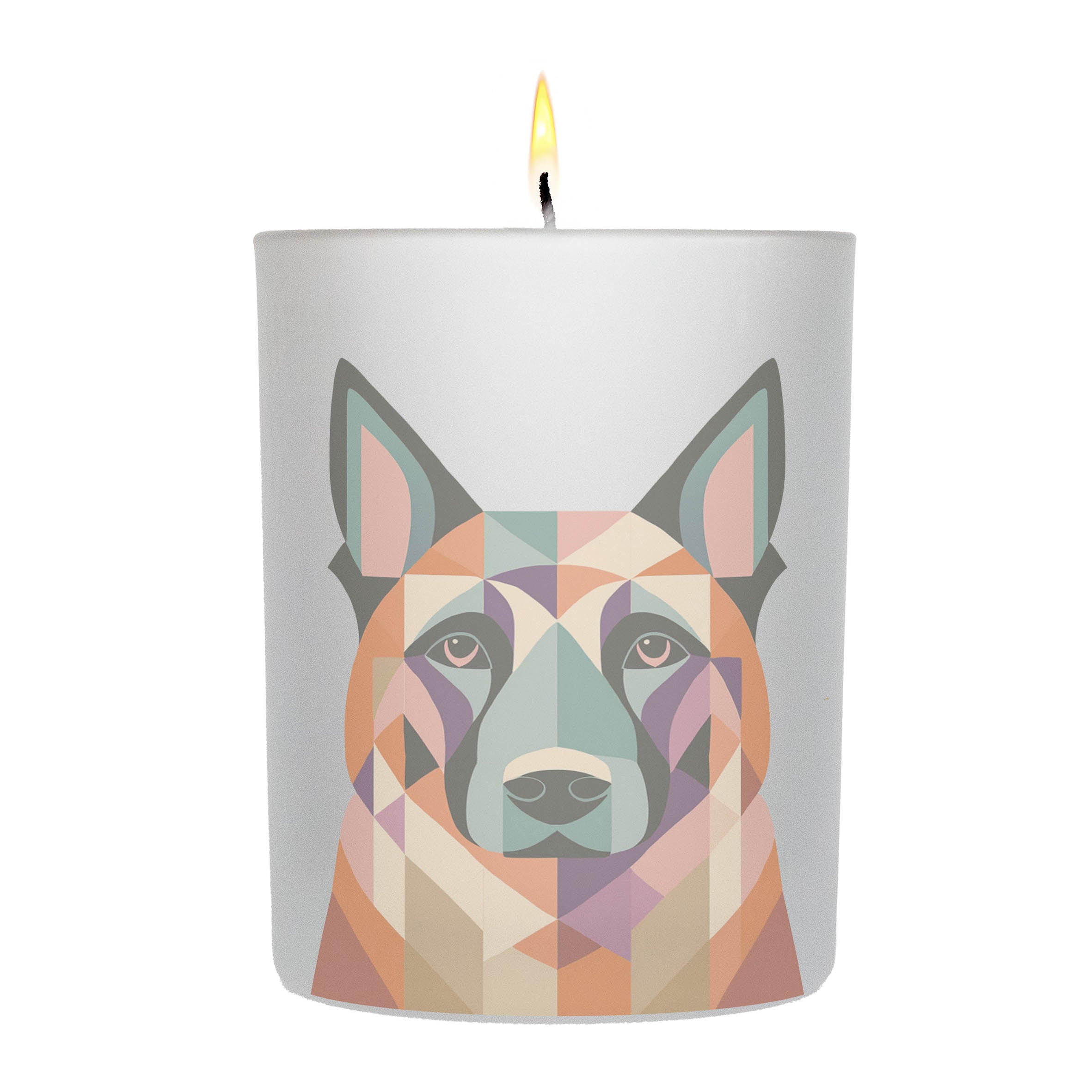 Dutch Shepherd Graphic Retro Chic Frosted Candle
