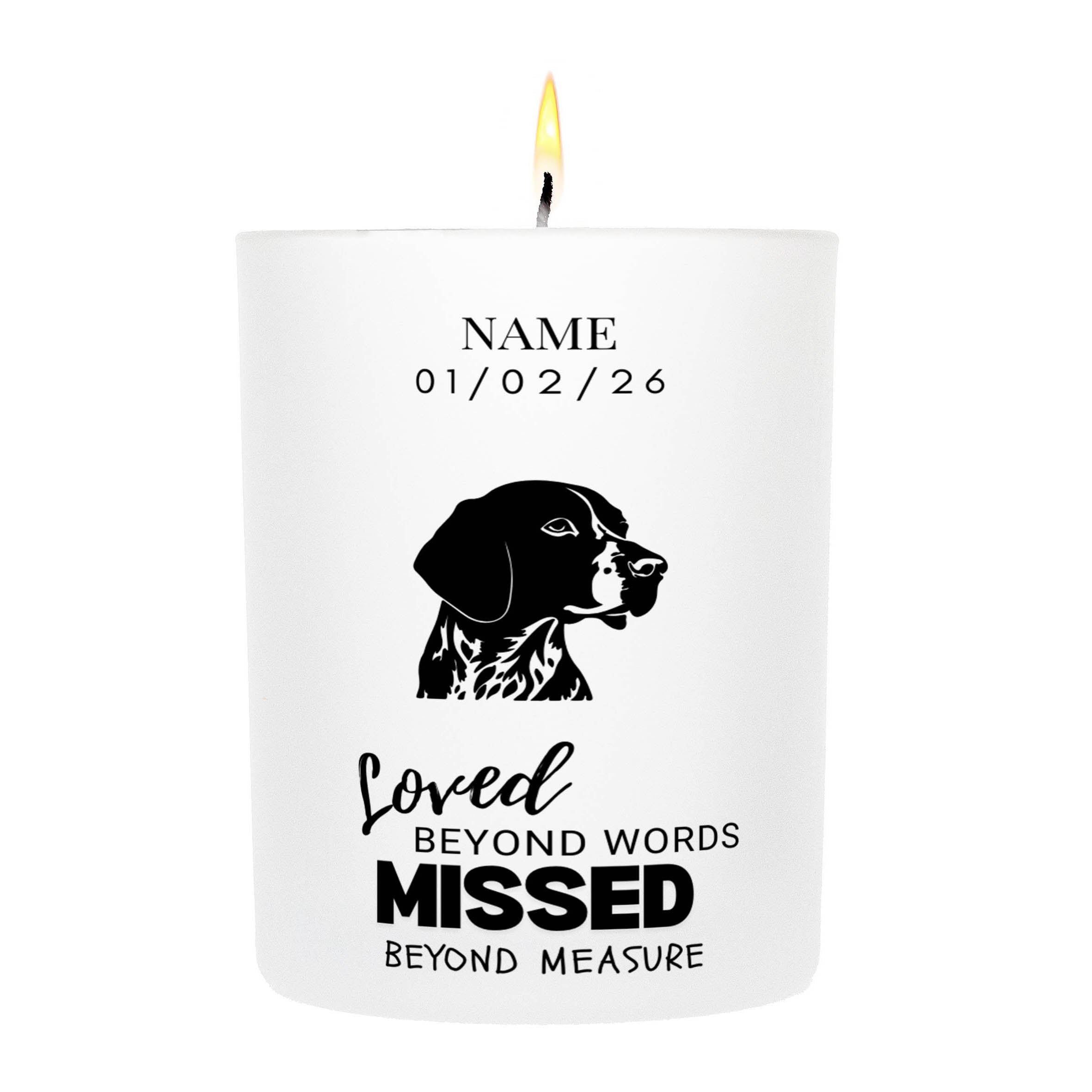 English Pointer – Loved Beyond Words, Missed Beyond Measure Custom Candle
