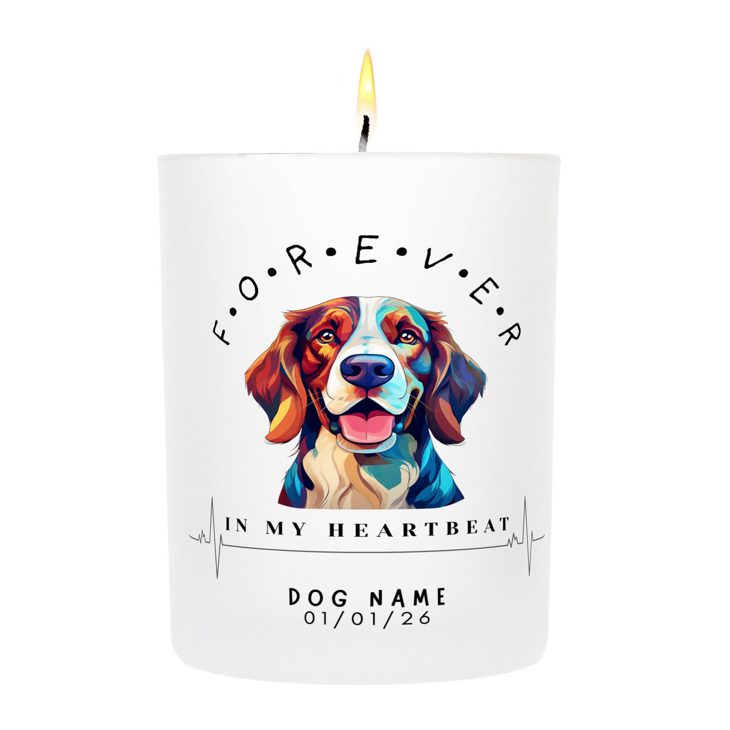 English Springer Spanial – Forever in My Heartbeat Custom Candle