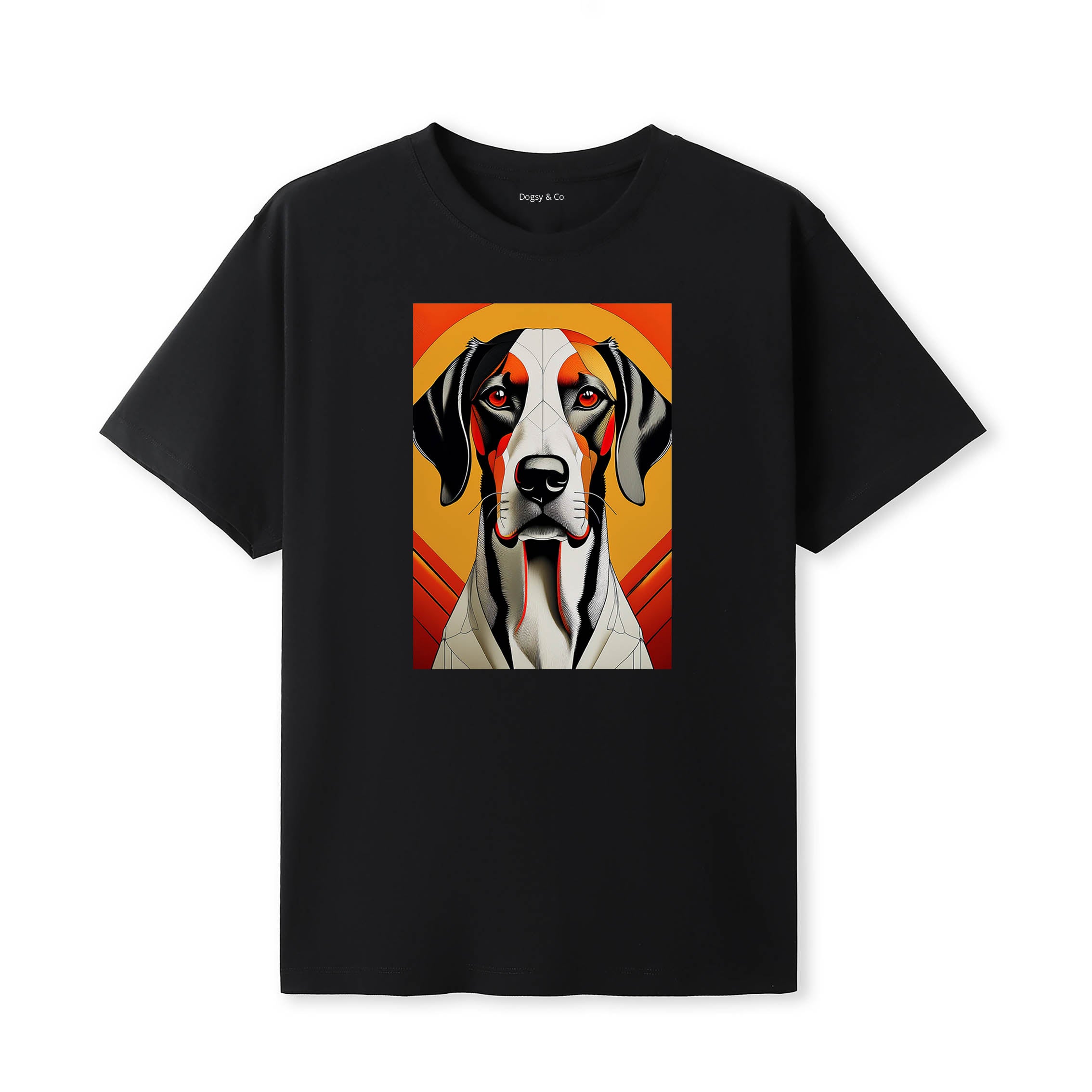 English Pointer Retro Geo Orange Dog T-Shirt | Dogsy & Co
