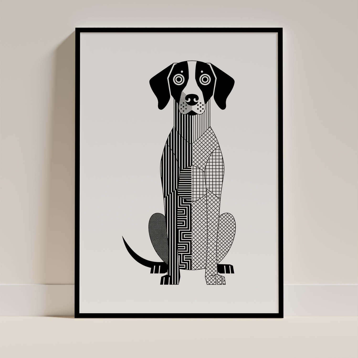English Pointer Geometric Line Art Print - Framed Mockup