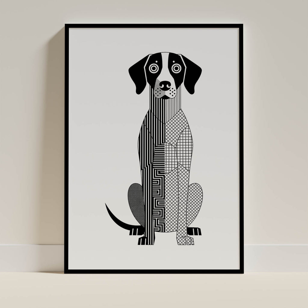 English Pointer Geometric Line Art - Black Frame Mockup