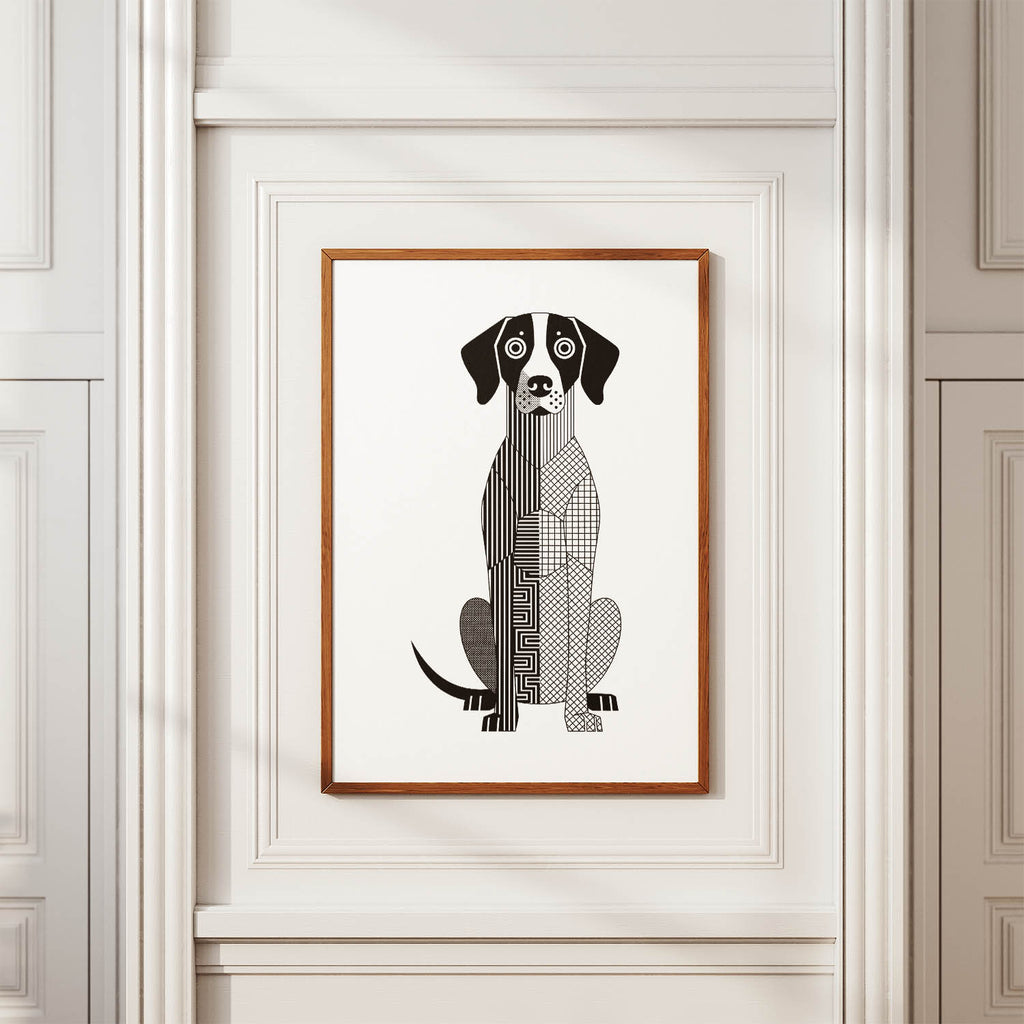 English Pointer Geometric Line Art Print - Framed Mockup