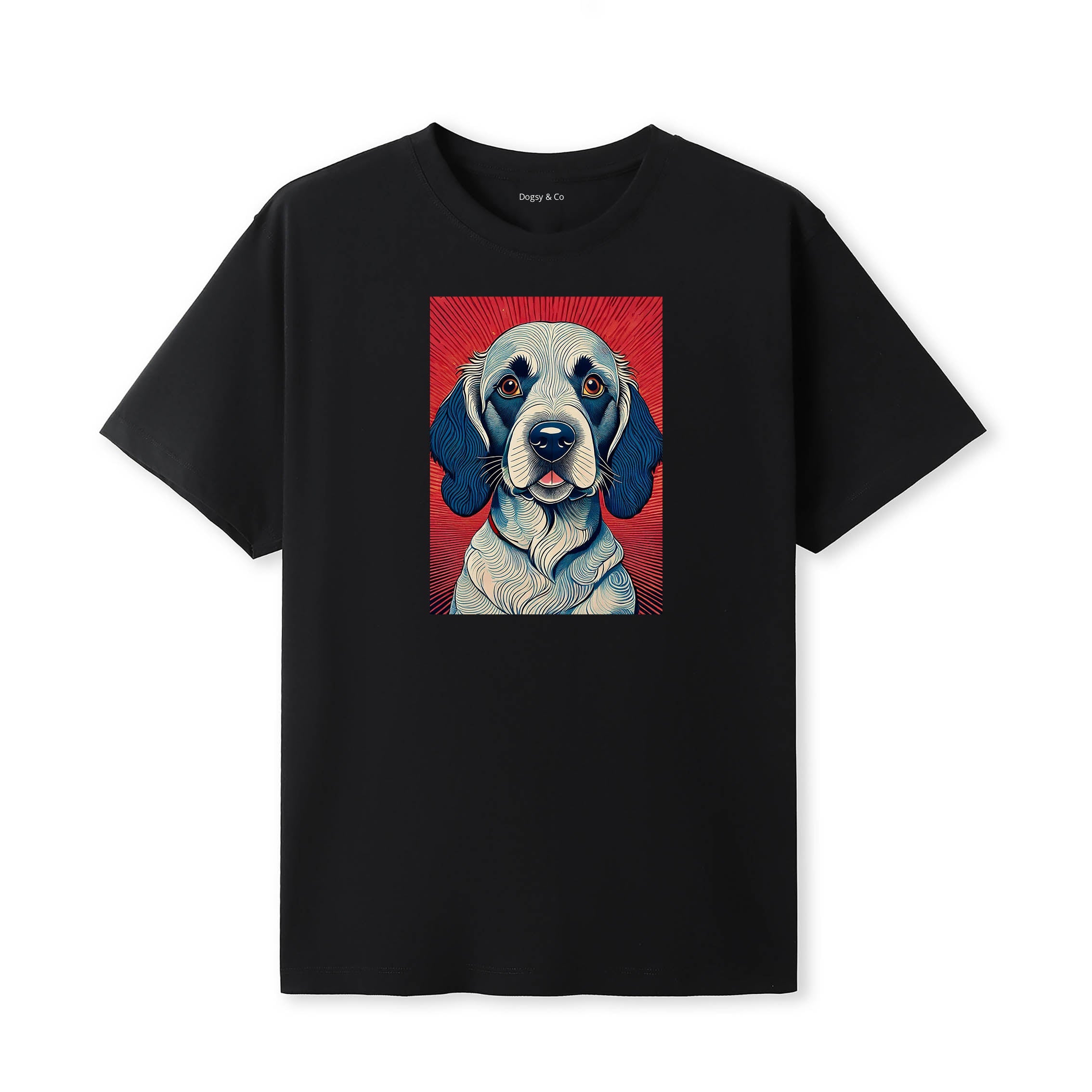 English Setter Hokusai Dog Portrait T-Shirt Black