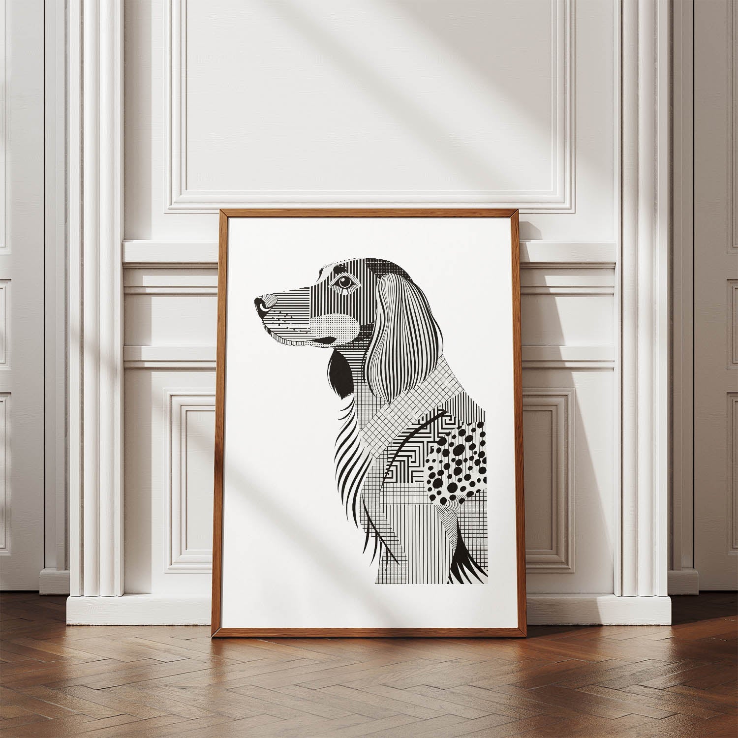 English Setter Geometric Line Art mockup