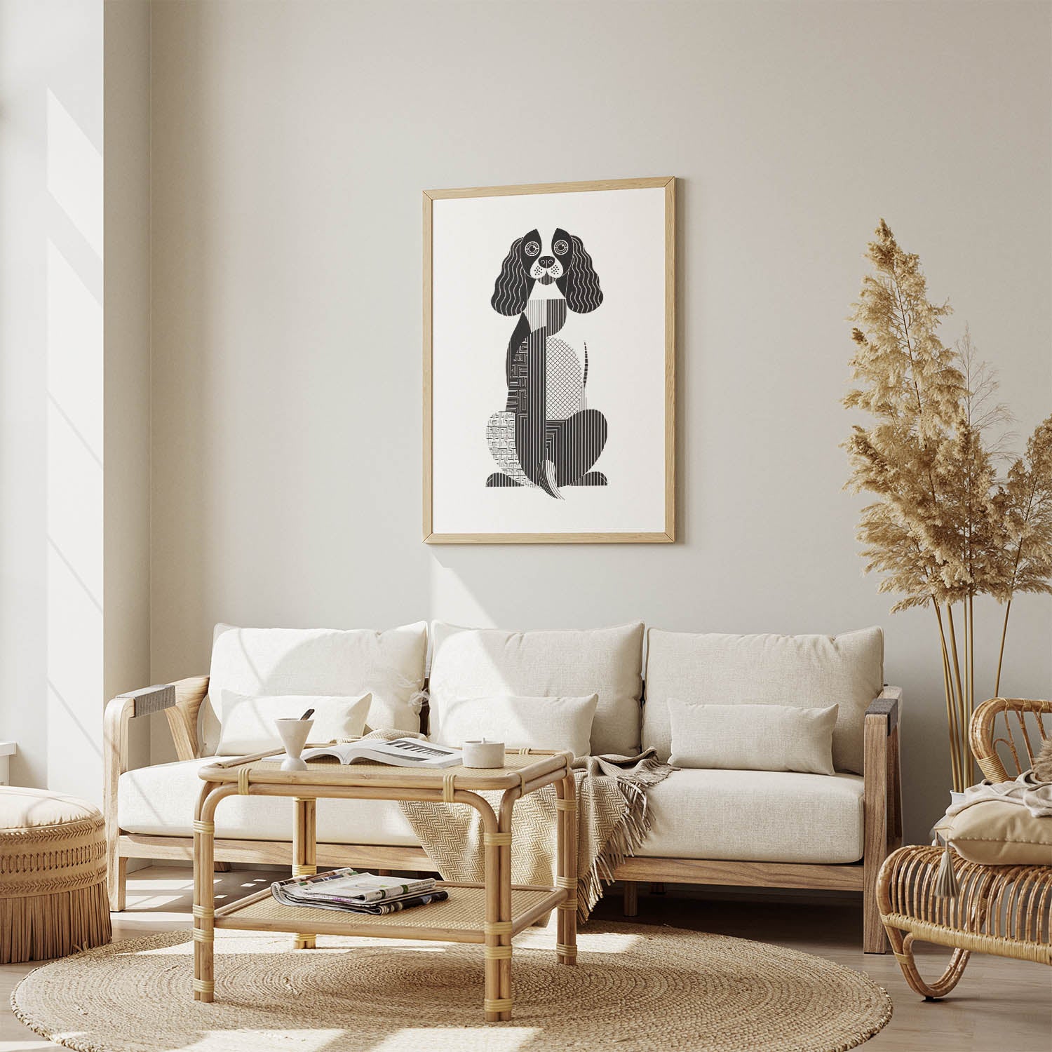 English Springer Spaniel Geometric Line Art mockup