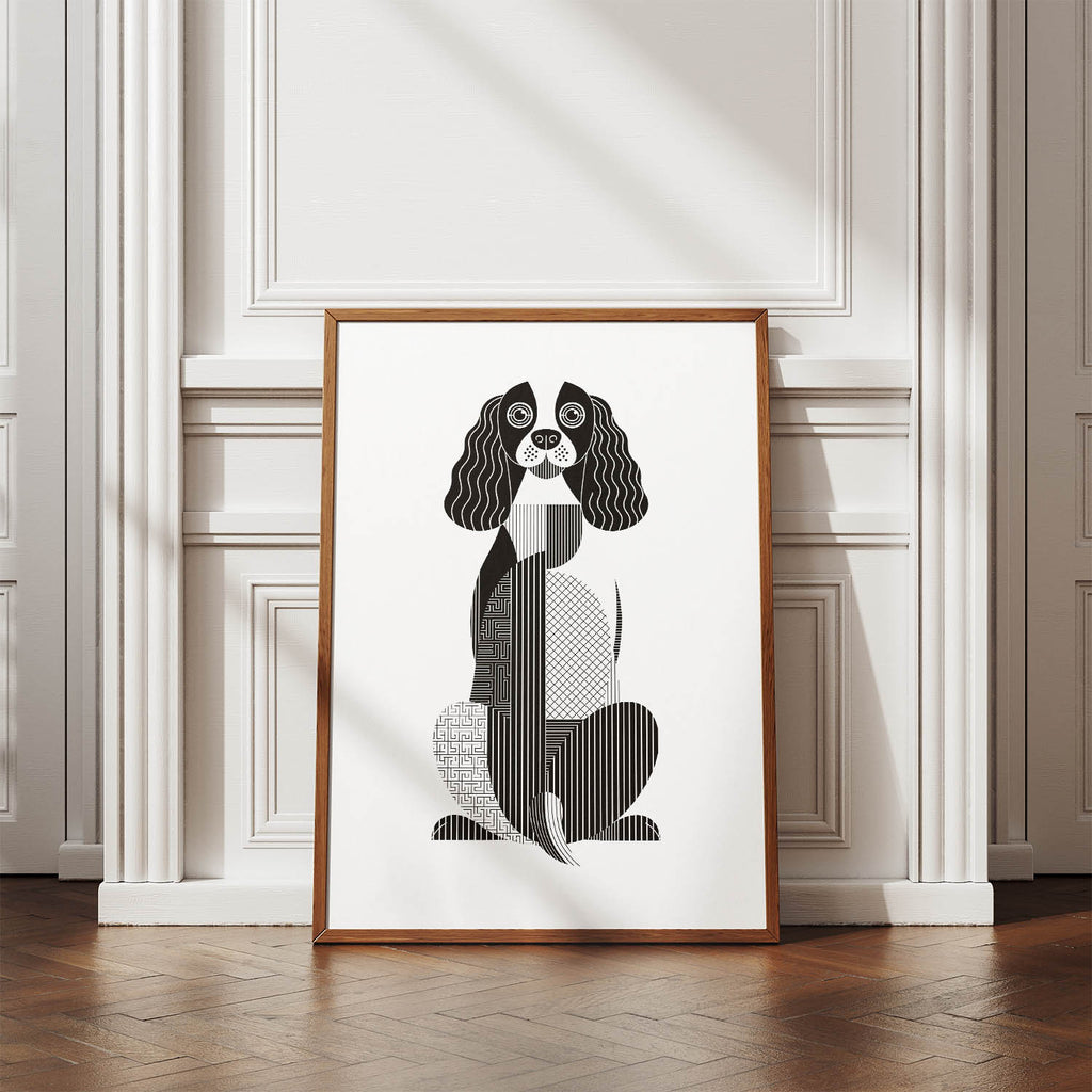 English Springer Spaniel Geometric Line Art mockup
