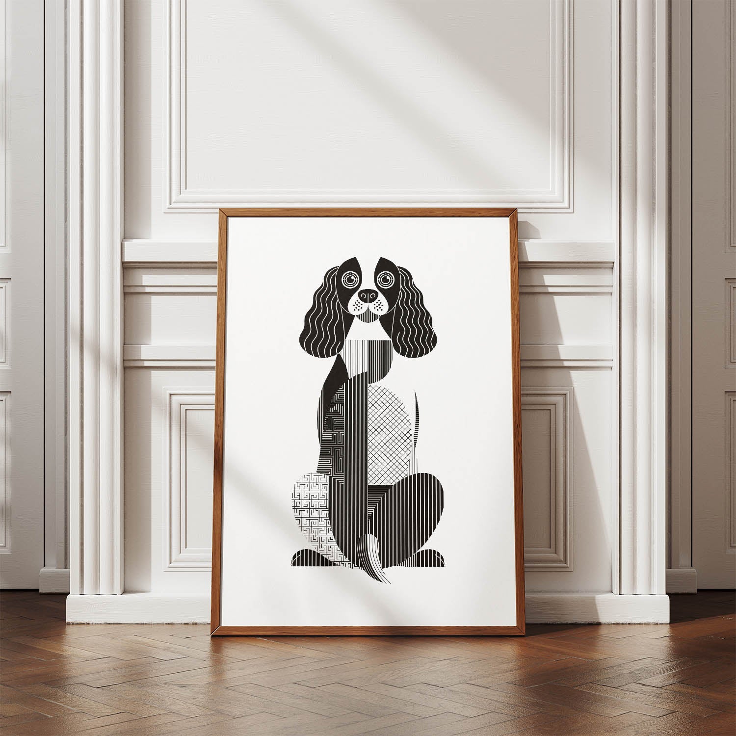 English Springer Spaniel Geometric Line Art mockup