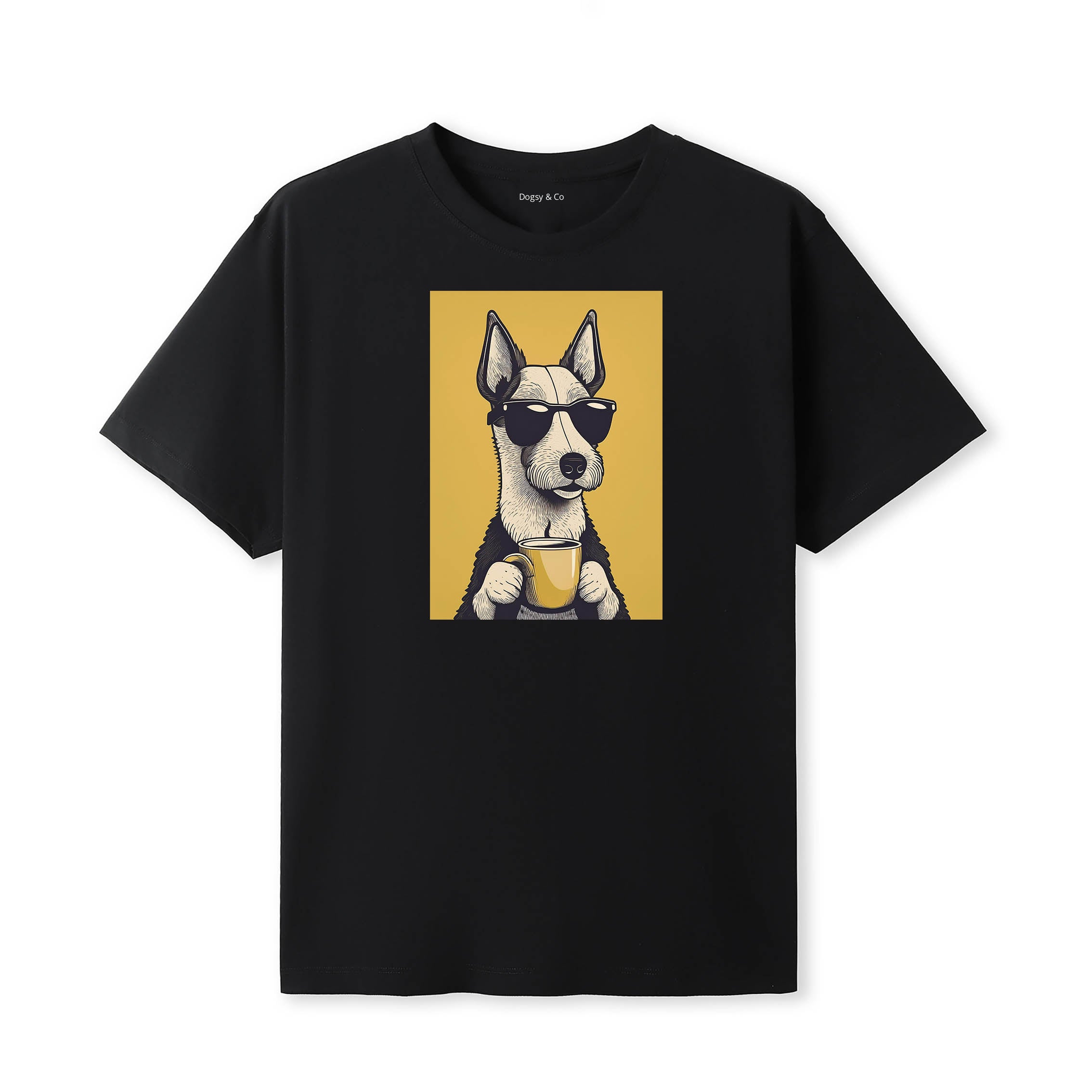 Fox Terrier Coffee Dog T-Shirt V2 Black