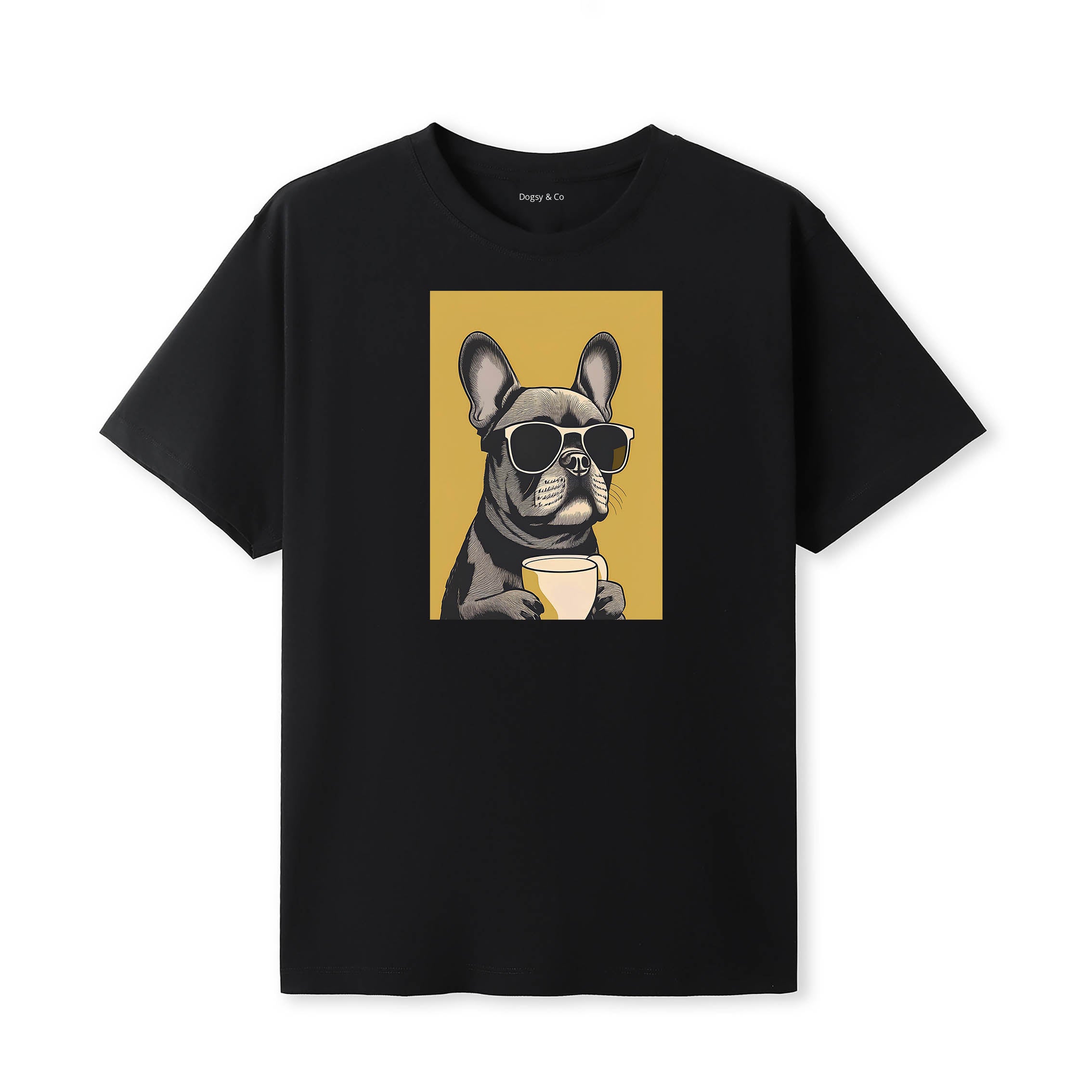 French Bulldog Coffee Dog T-Shirt Black