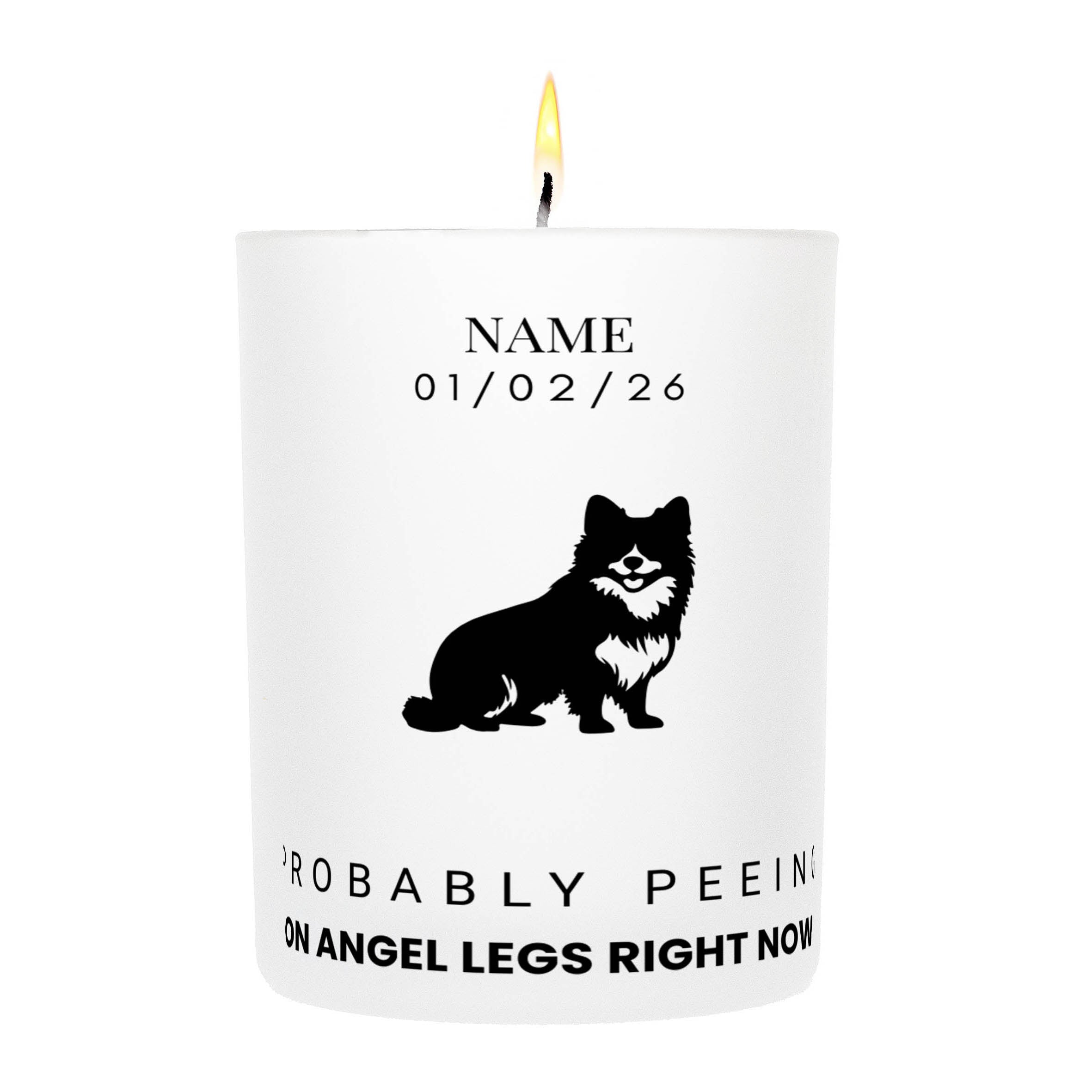 Finnish Lapphund – Probably Peeing on Angel Legs Right Now Custom Candle