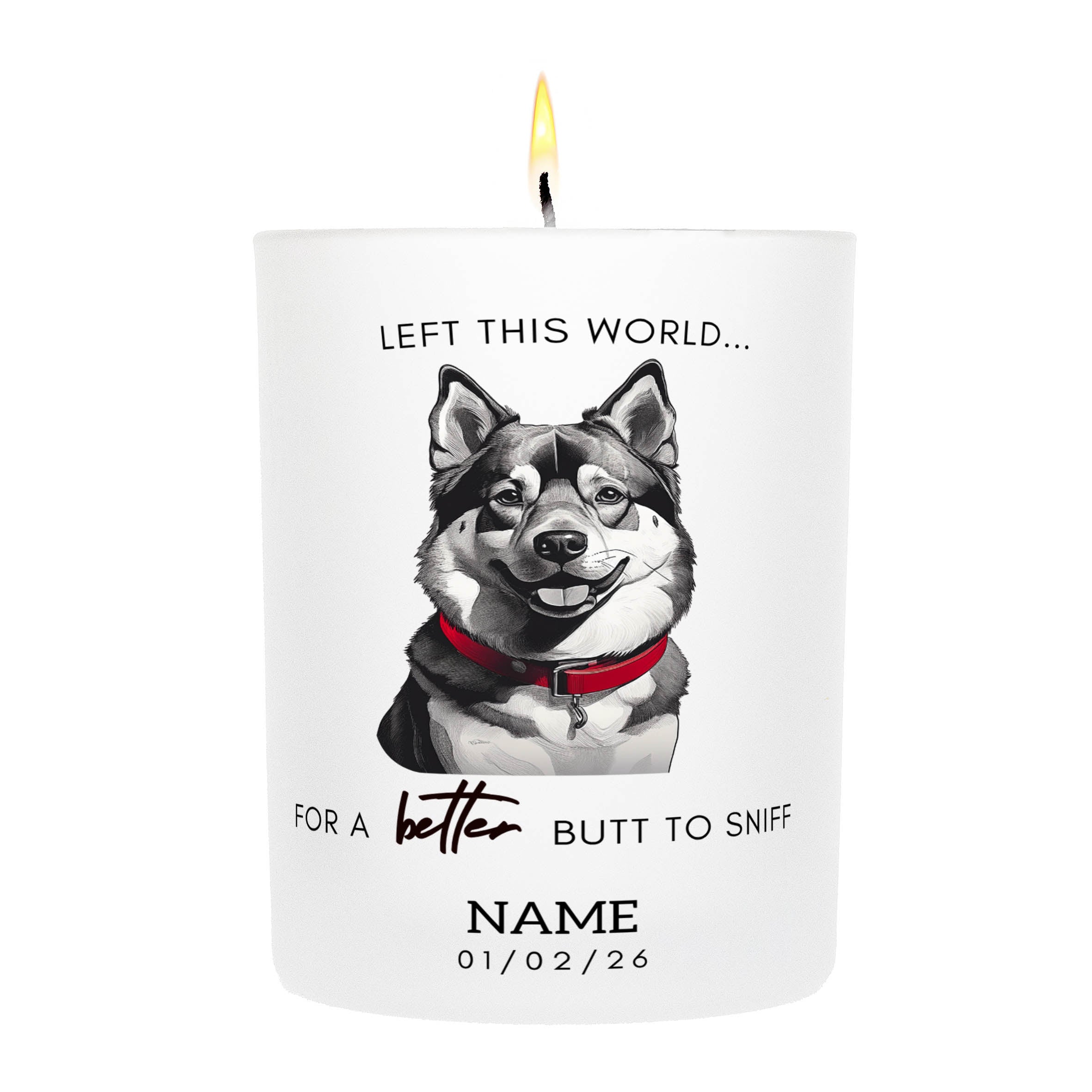Finnish Lapphund in Memory Better Butt To Sniff Custom Candle.