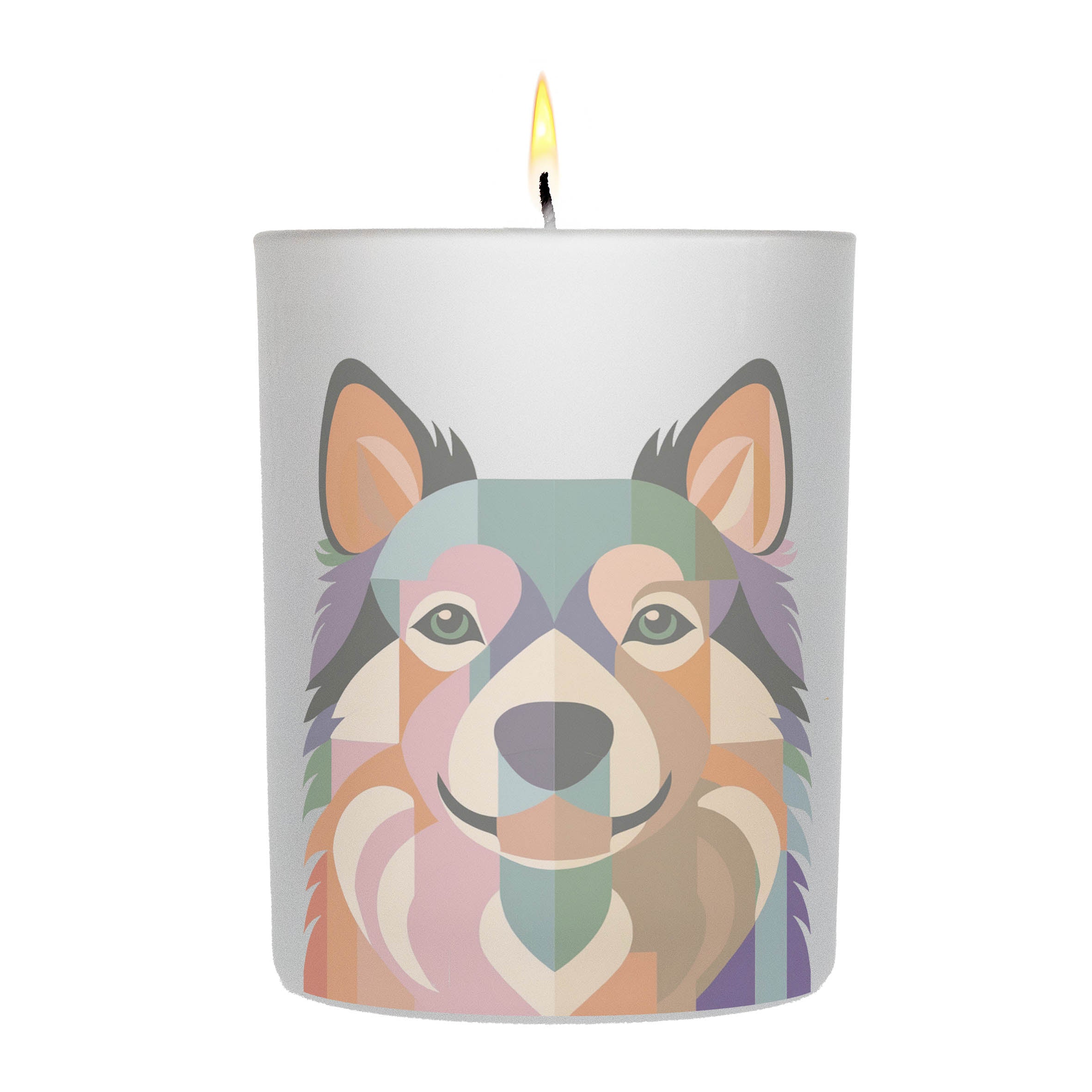 Finnish Lapphund Graphic Retro Chic Frosted Candle