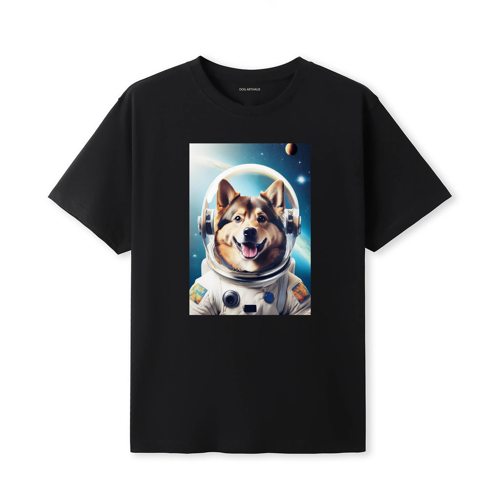Finnish Lapphund Astronaut Dog T-shirt - Black | Dogsy & Co