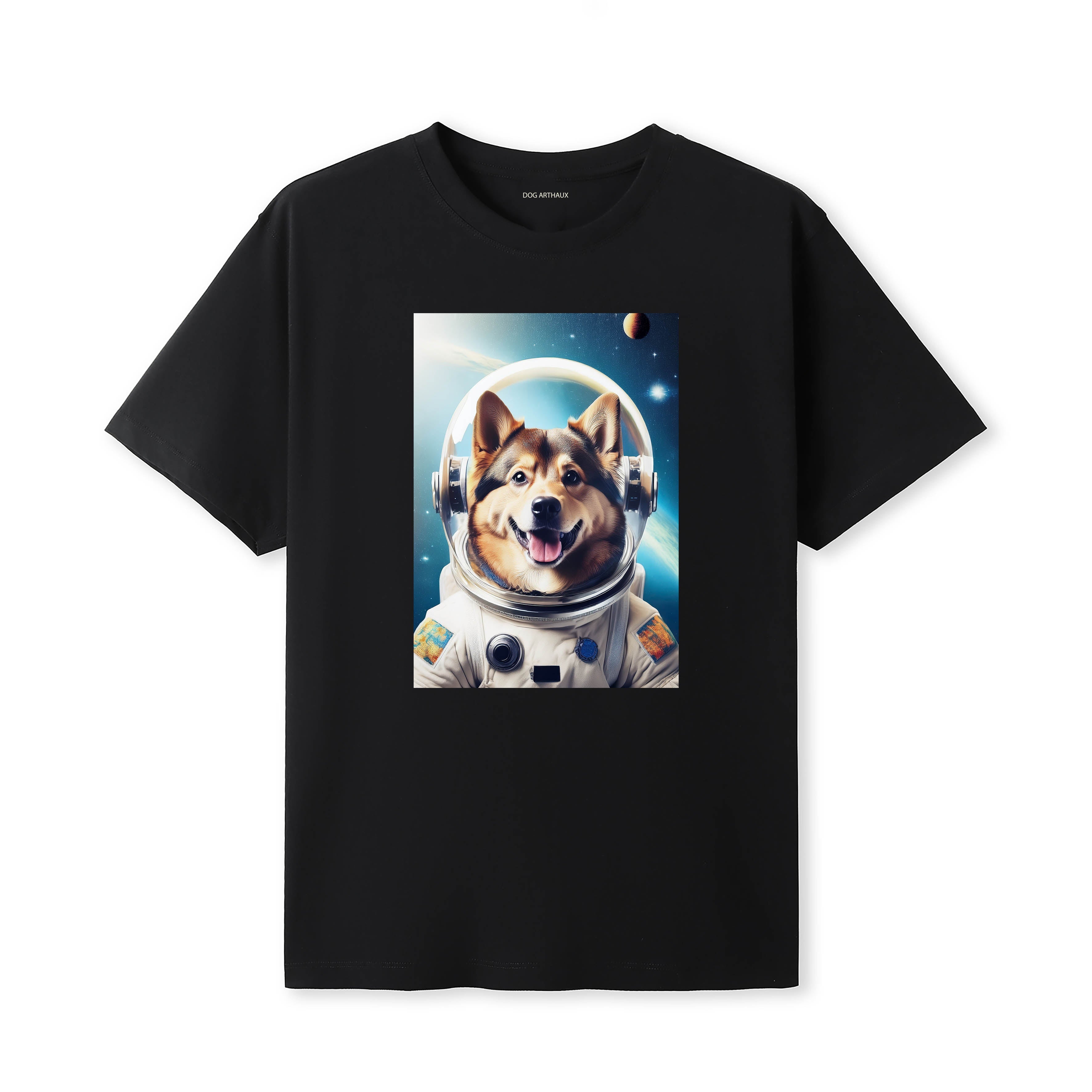Finnish Lapphund Astronaut Dog T-shirt - Black | Dogsy & Co