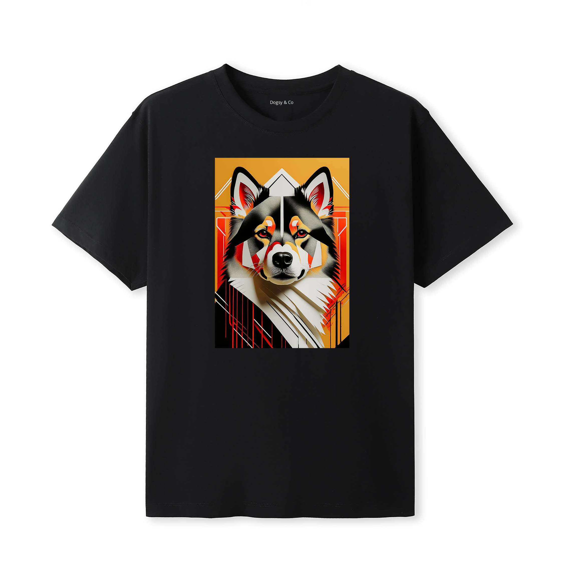 Finnish Lapphund Retro Geo Orange Dog T-Shirt | Dogsy & Co